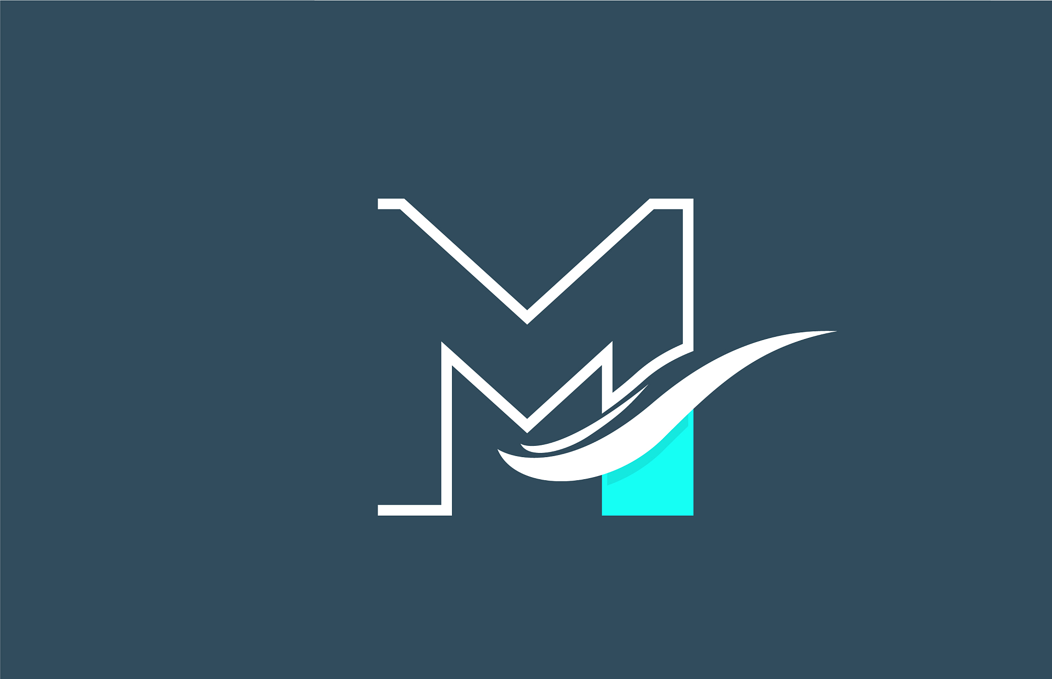 m blue white alphabet letter logo icon