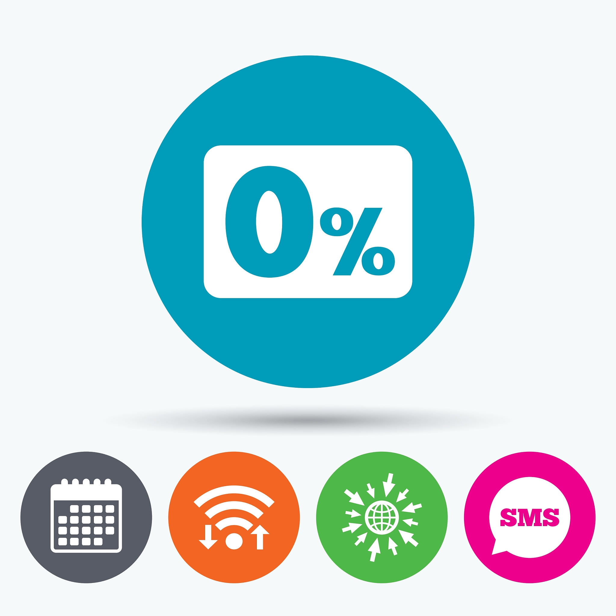 zero percent sign icon zero credit symbol