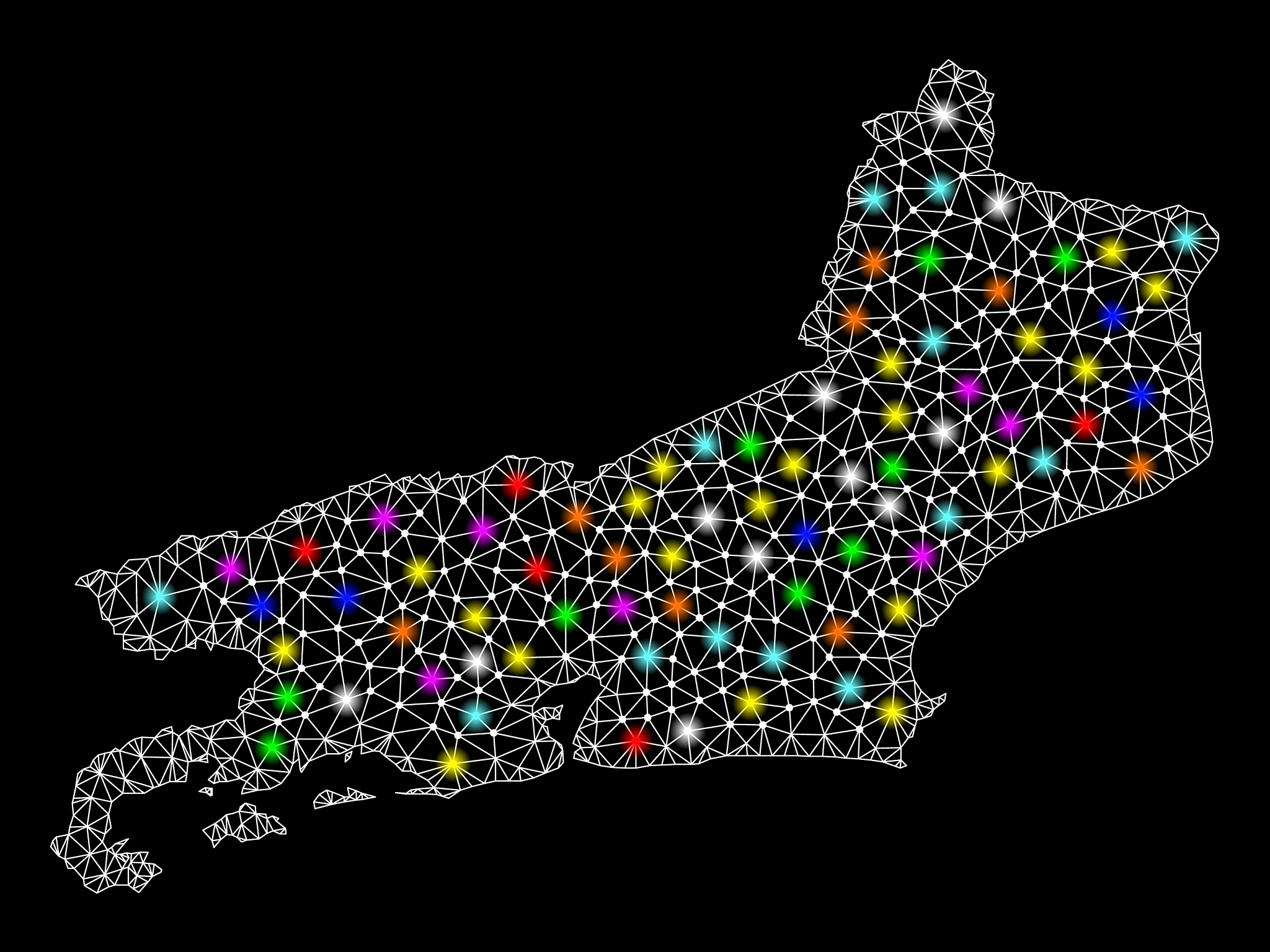 mesh polygonal map of piaui state with colorful