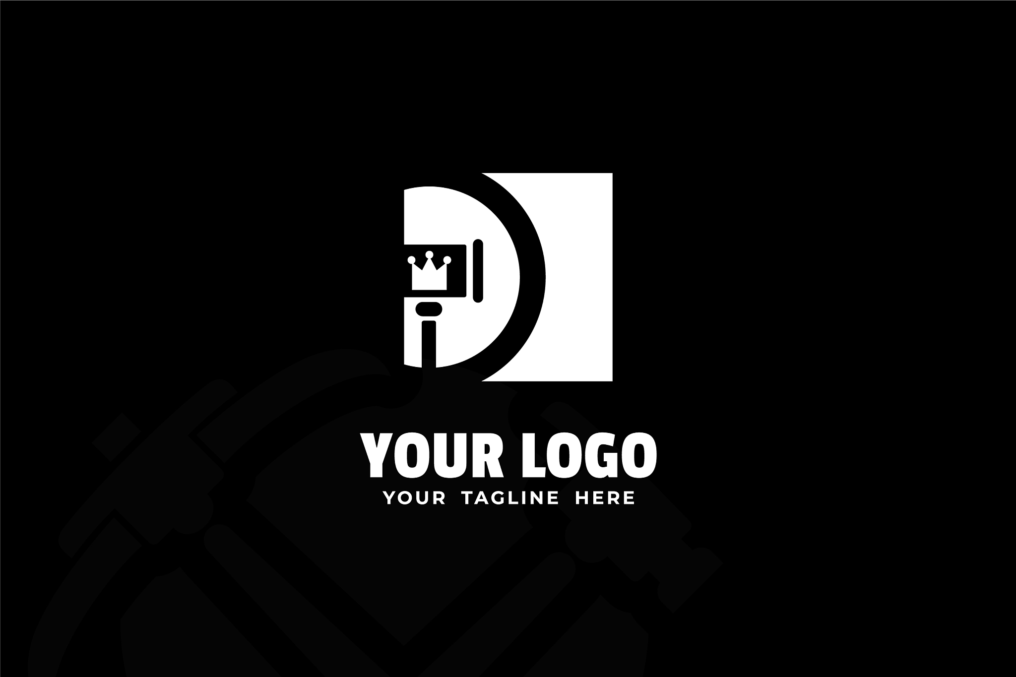 isolated black and white hammer logogram