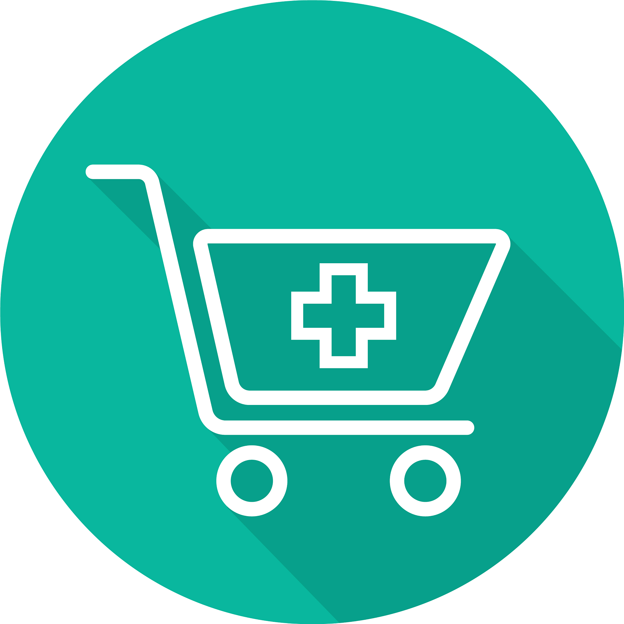 drugstore shopping flat linear long shadow icon