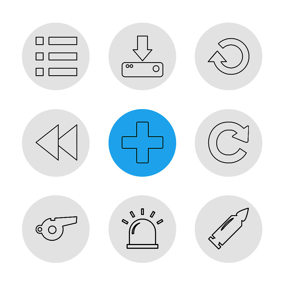 menu , download , reste , rewing, add , reset,  whistle , light 