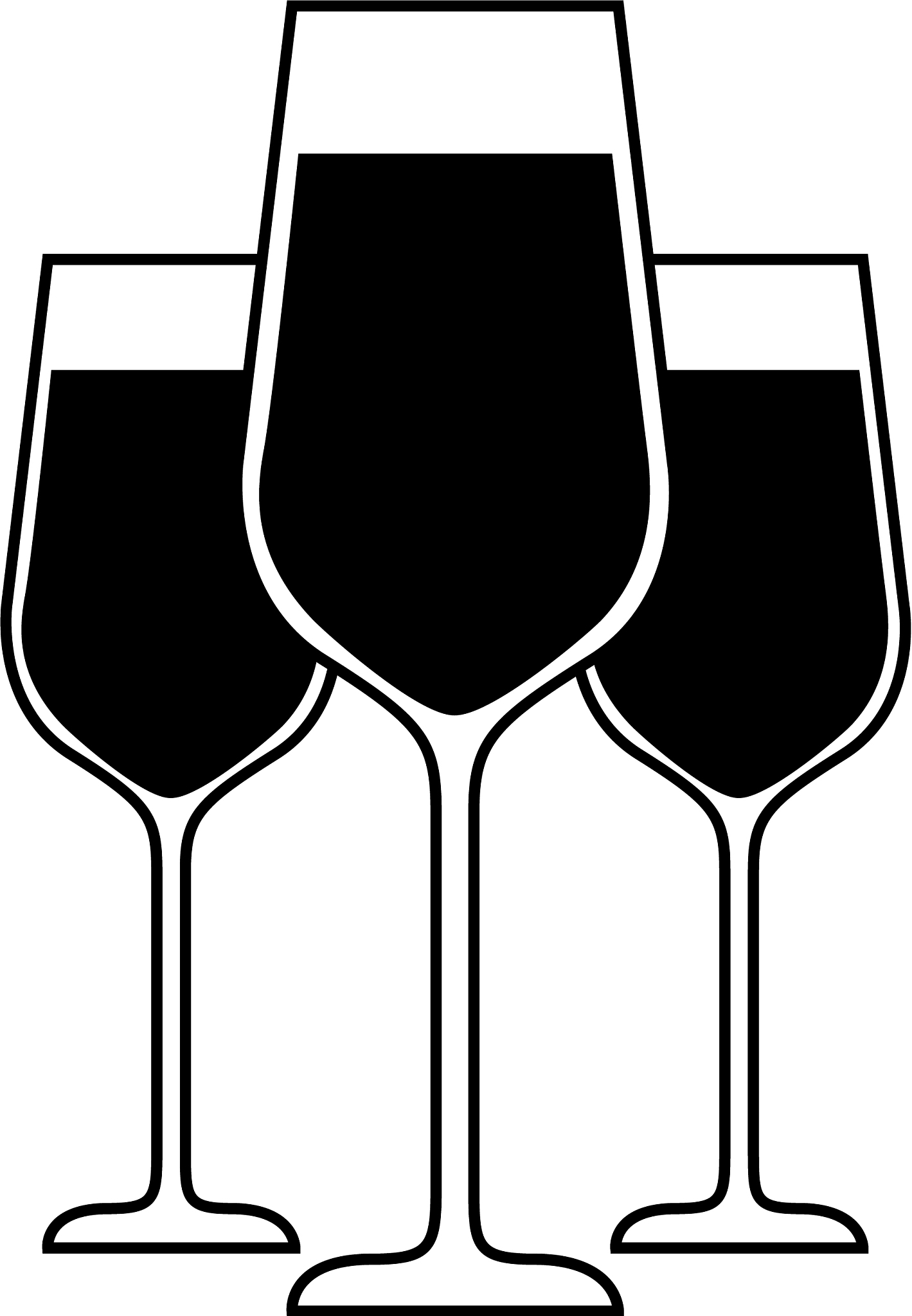 three glasses with champagne alcohol liquid