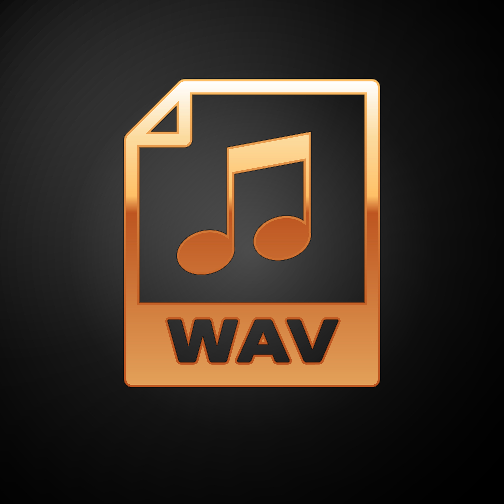 gold wav file document icon download wav button