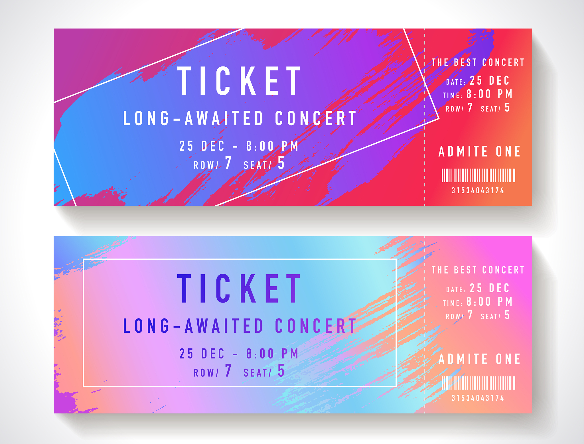 admission ticket template. vector mockup concert ticket (tear-of