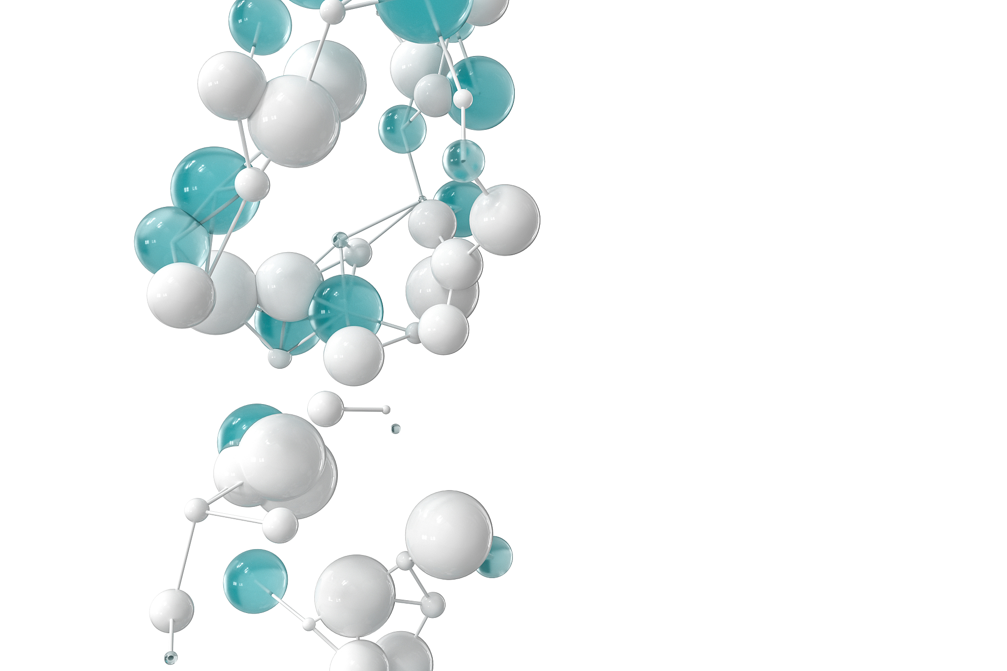 gene lines and nodes, biological gene structure, 3d rendering.