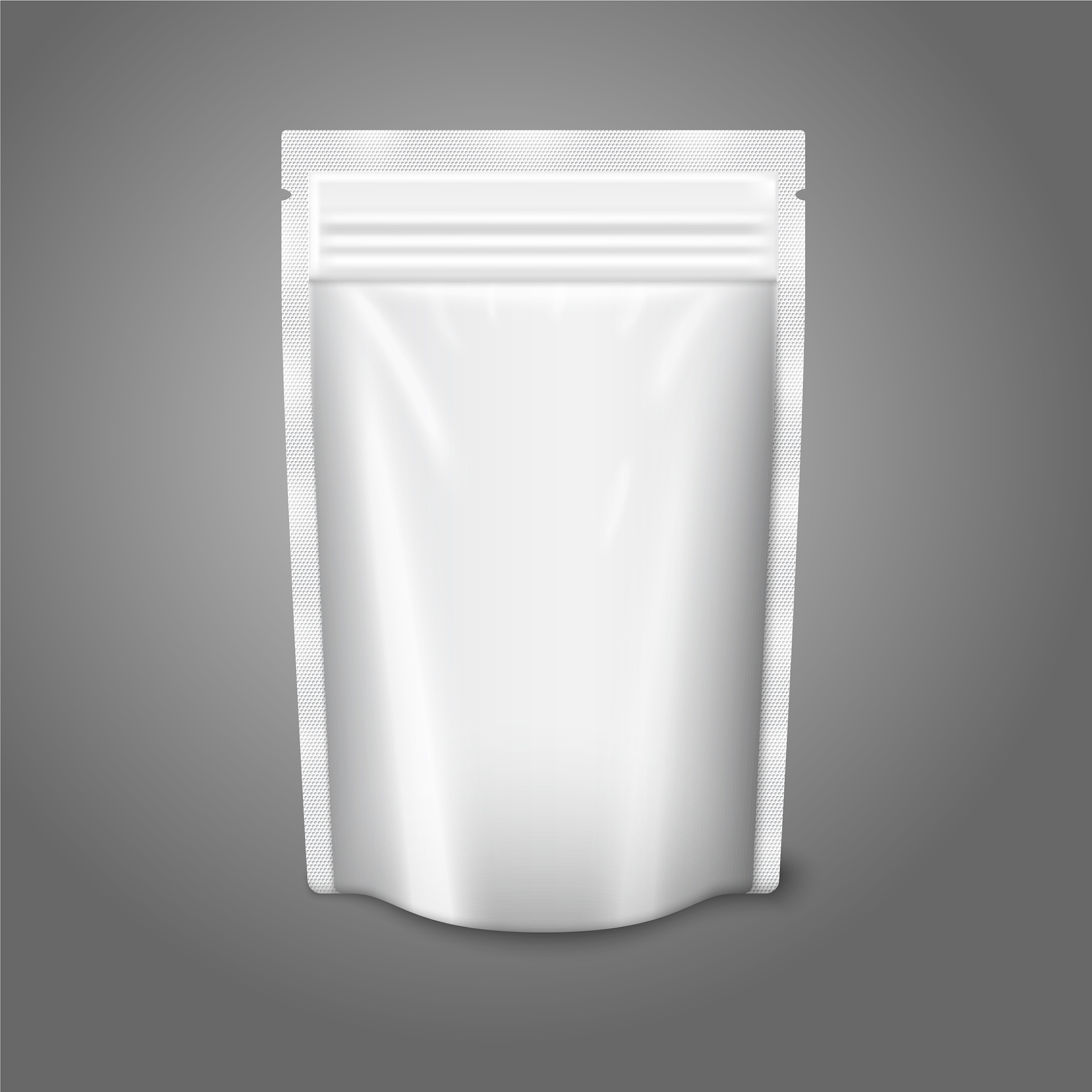 blank white realistic plastic pouch with zipper