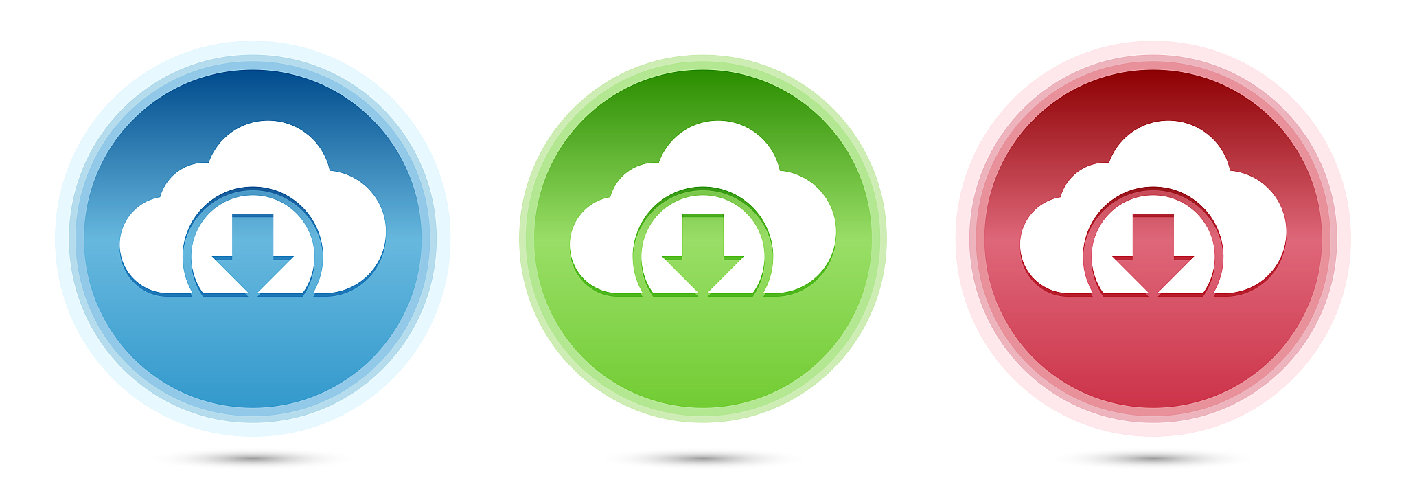 cloud download icon glass round buttons set illustration