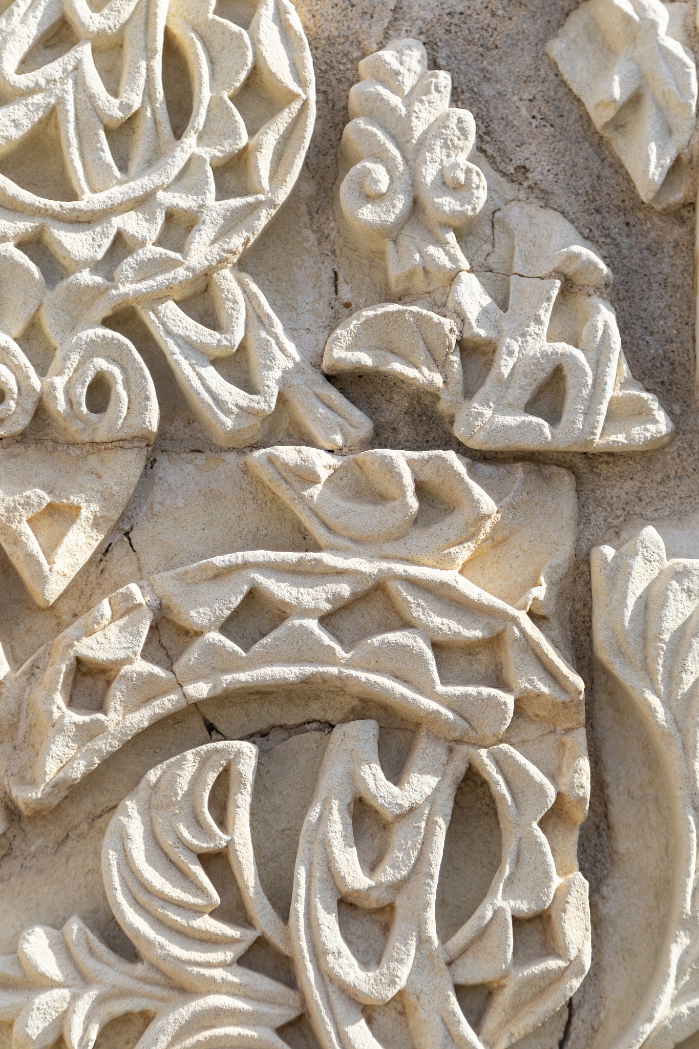 fragment of wall with floral paterns in 10th century ruined moor