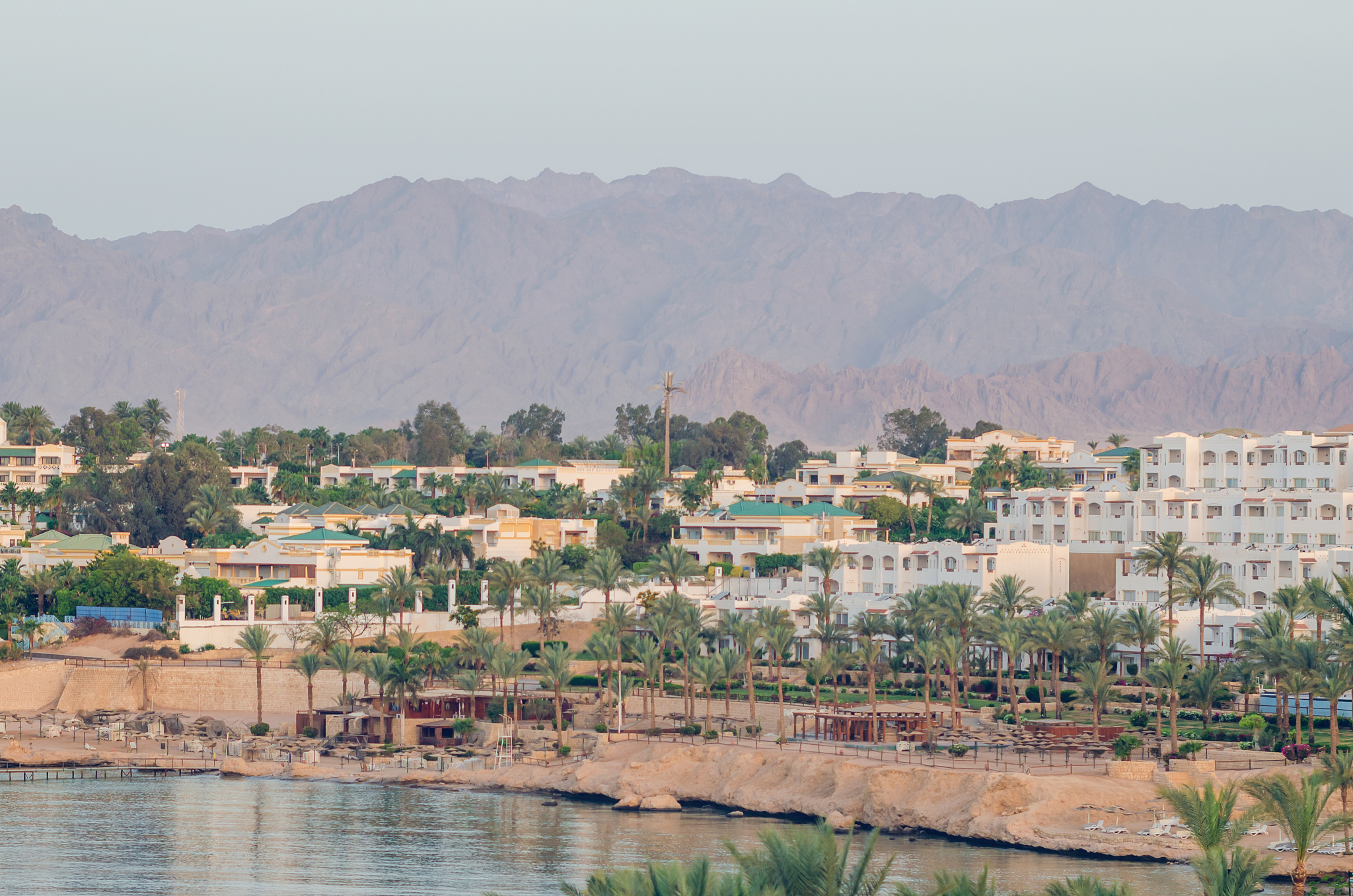 resort hotels on a background of mountains, sharm el-sheikh, egy