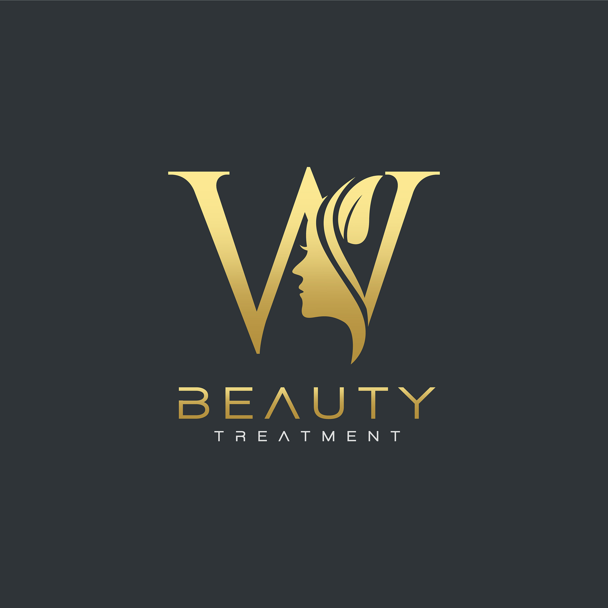 w letter luxury beauty face logo design