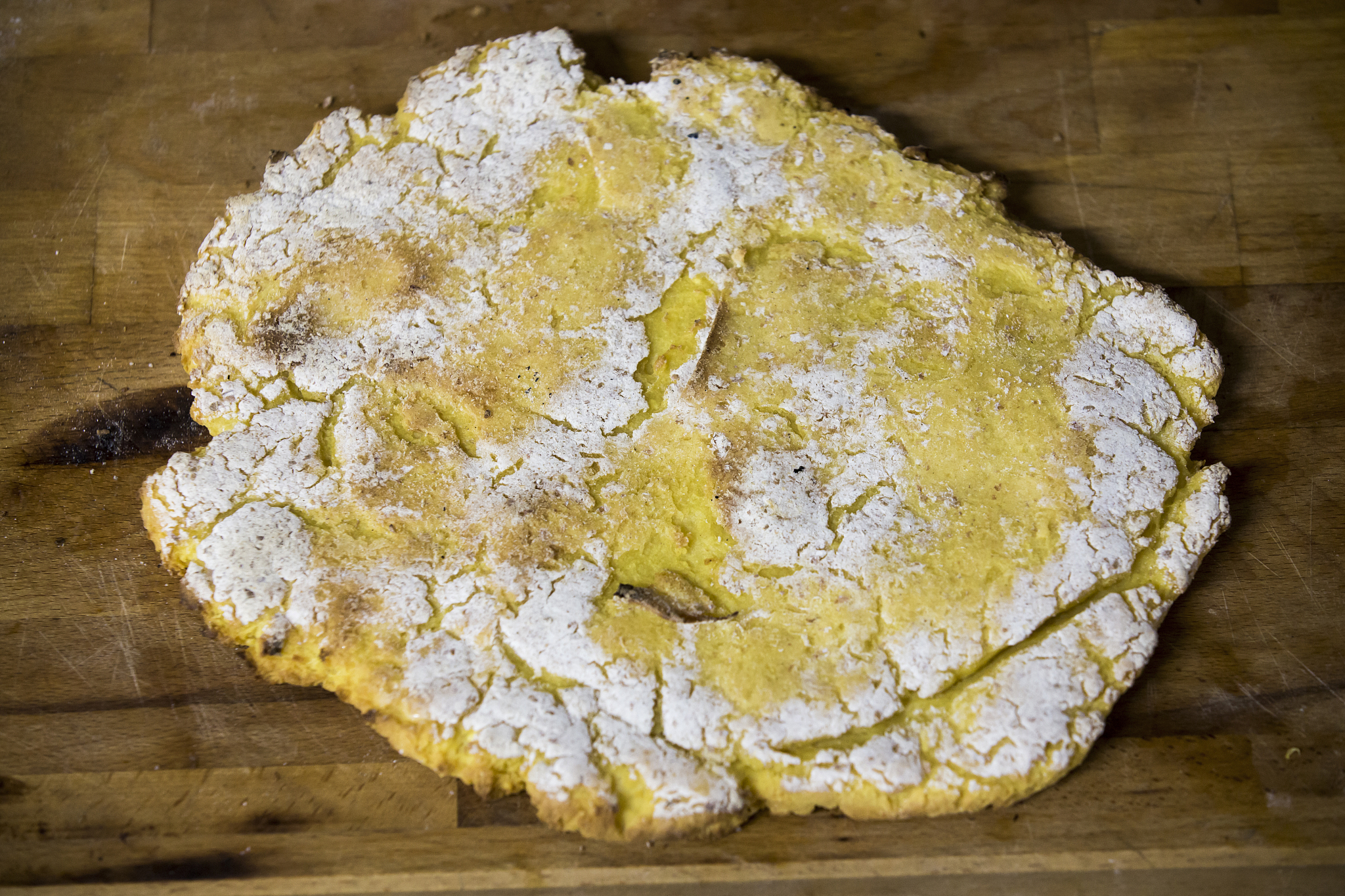 homemade corn bread to accompany stew lunch.