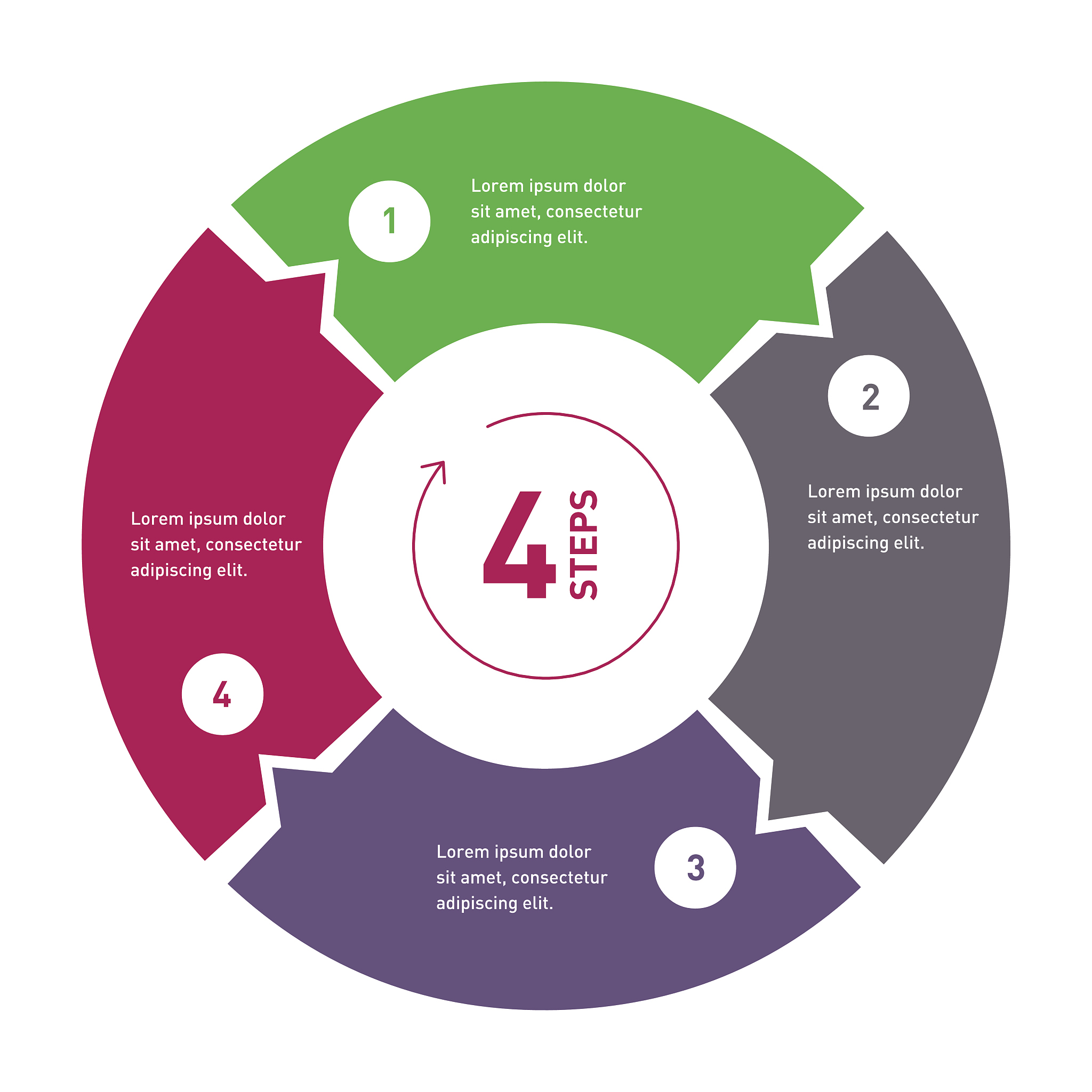 4 step process circle infographic