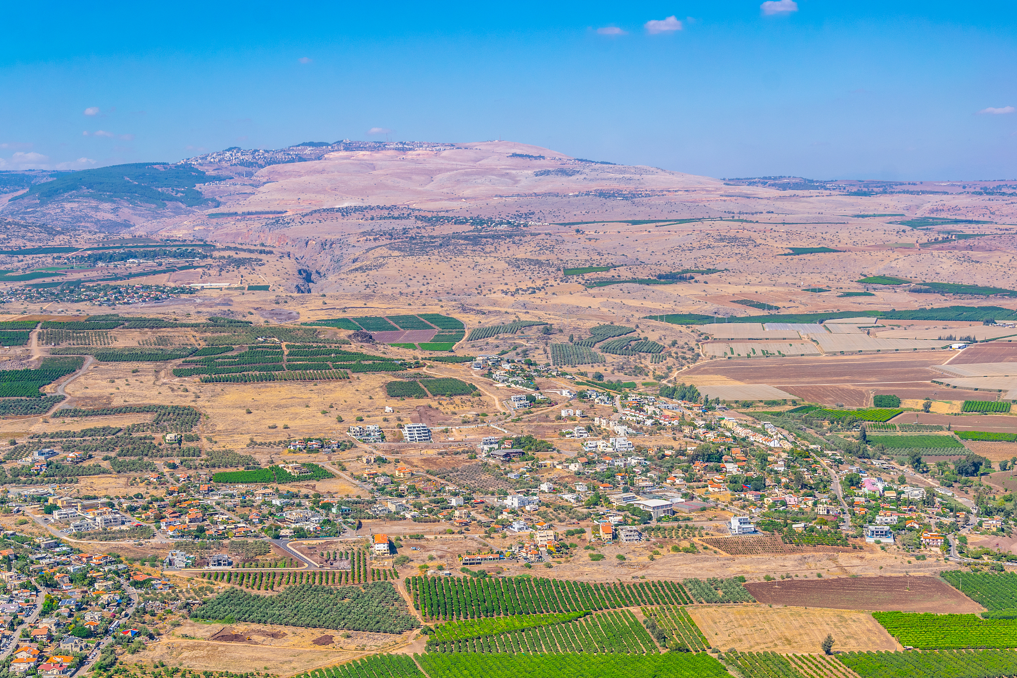 aerial view of migdal village from mount arbel in israel