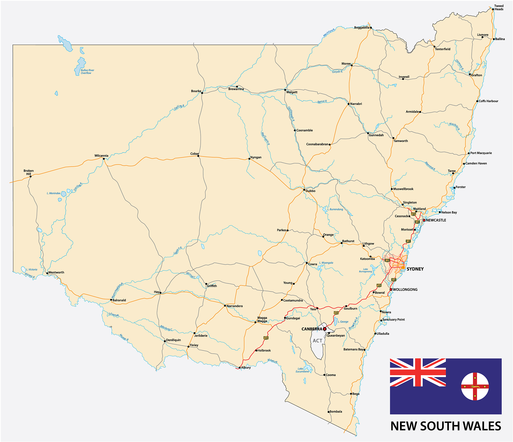road ma<strong>p</strong> australian state new south wales