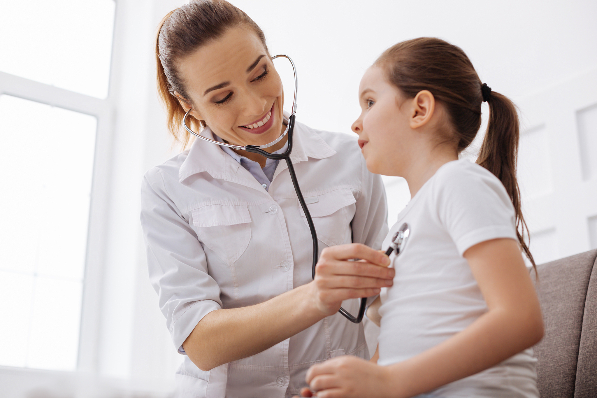 good obedient girl following doctors instructions