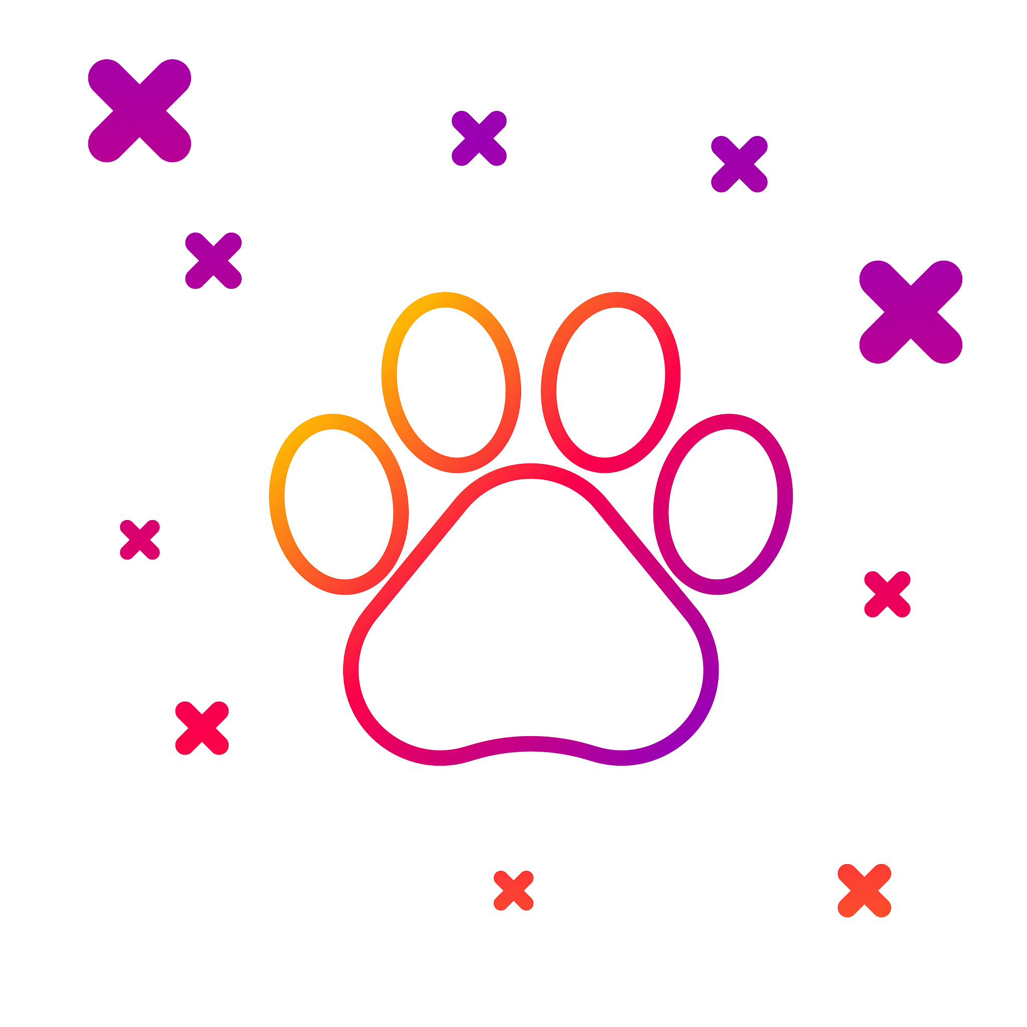 color line paw print icon isolated on white