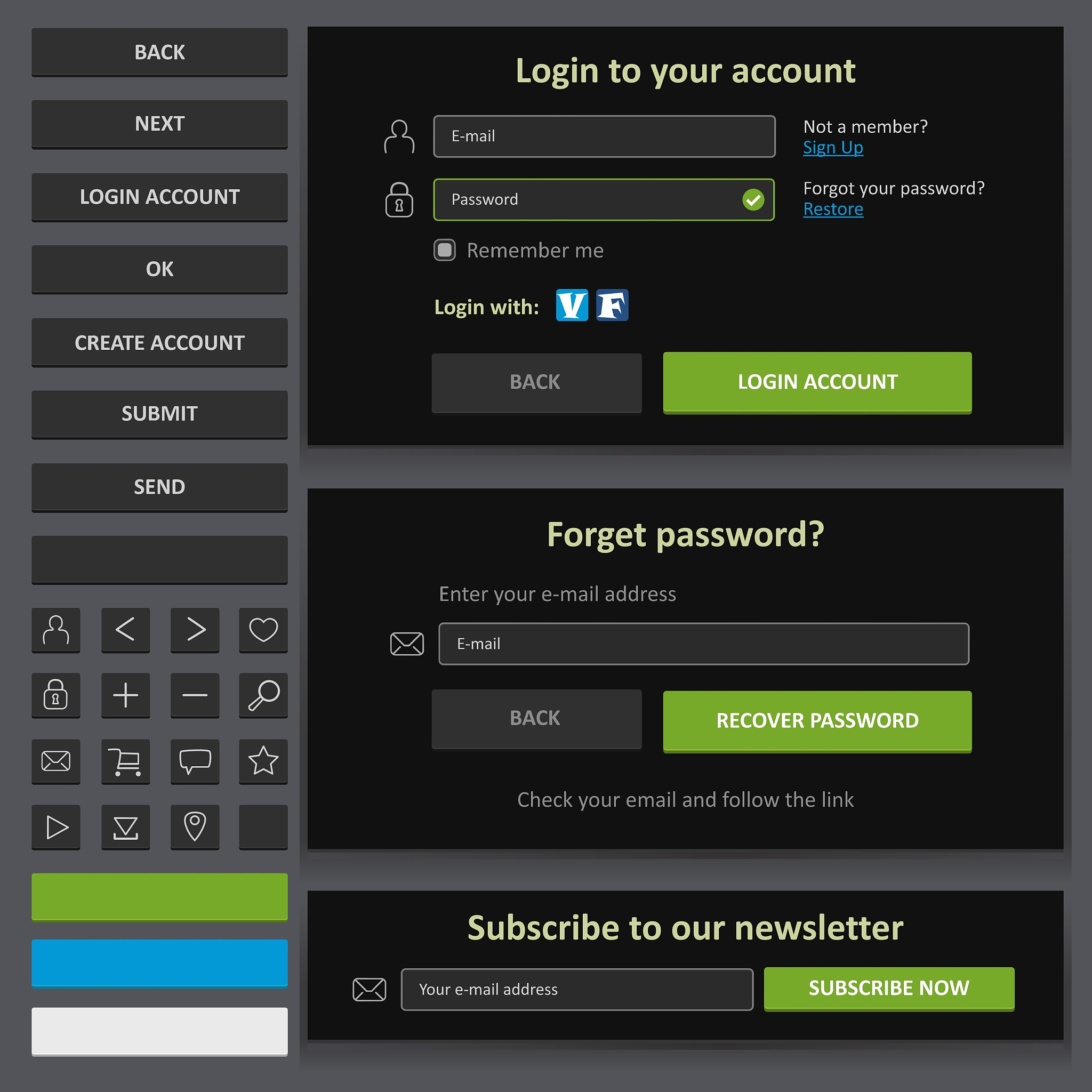 web design elements set black2
