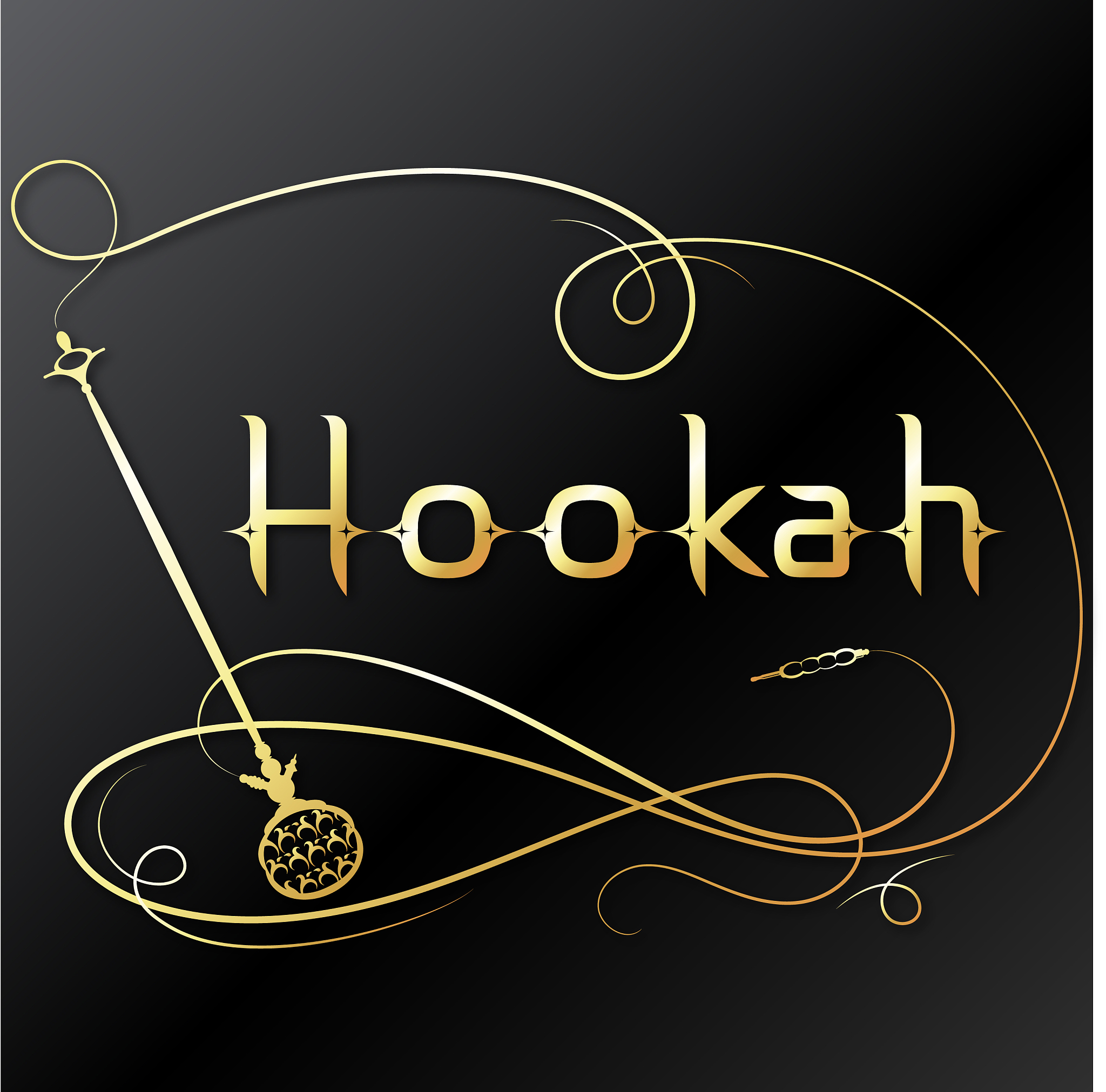 golden hookah with smoke pattern design