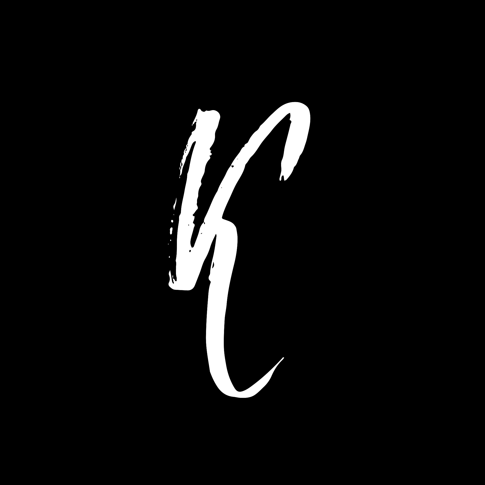 letter k. handwritten by dry brush. rough strokes textured font.
