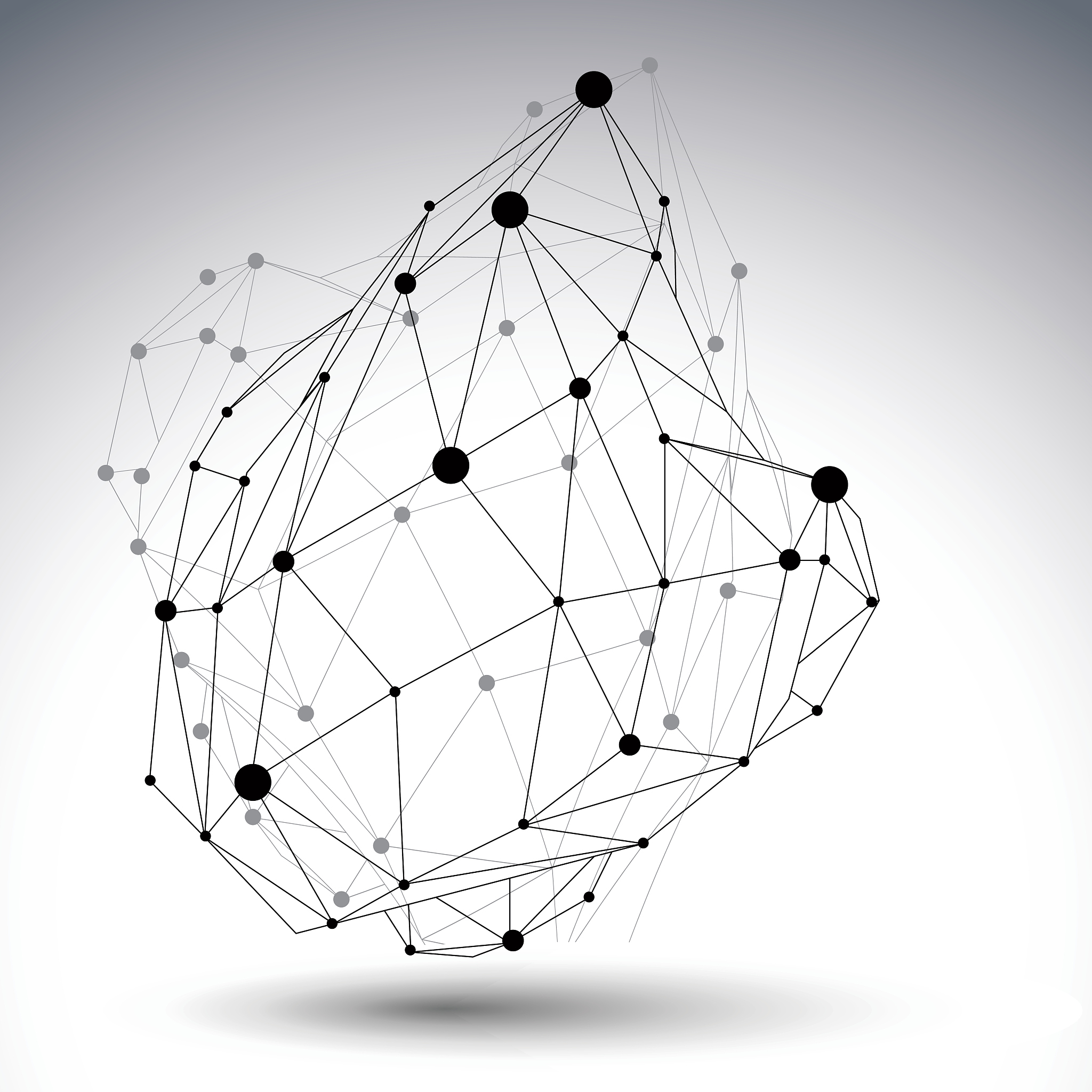 3d mesh modern style abstract object, network futuristic figure