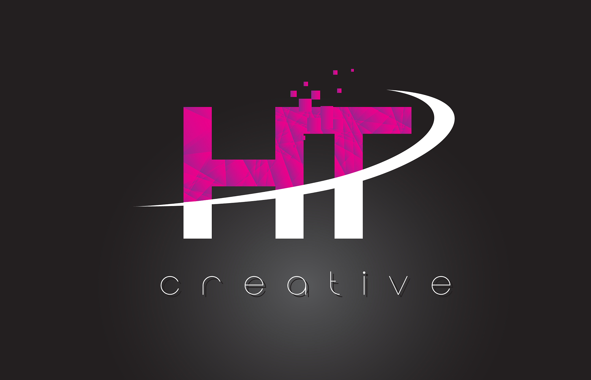 ht h t creative letters design with white pink