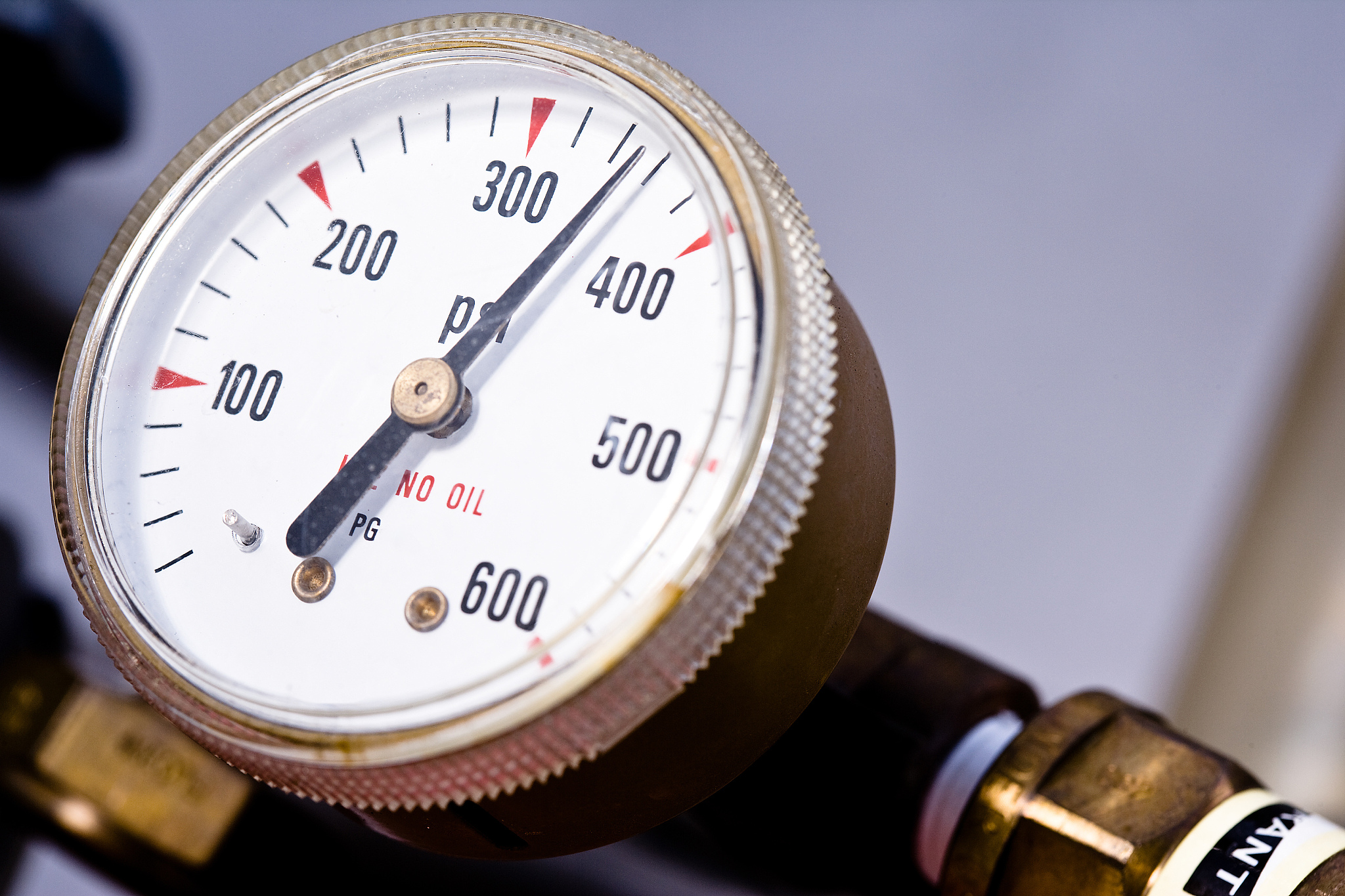 close-up of pressure gauge