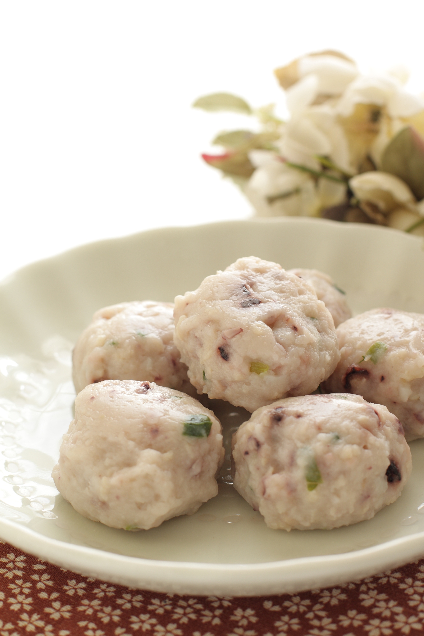 asian food ingredient octopus fishball on dish