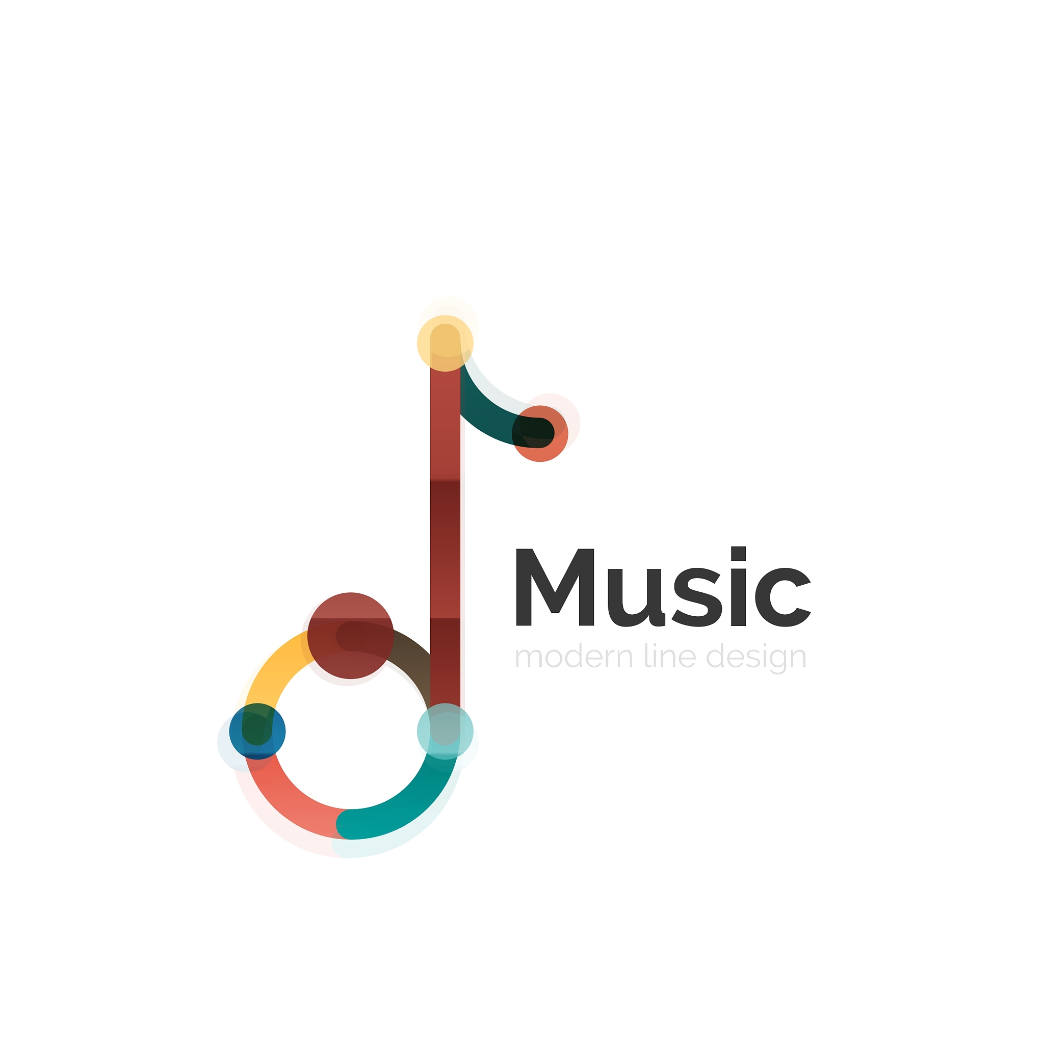 music note logo flat thin line geometric design