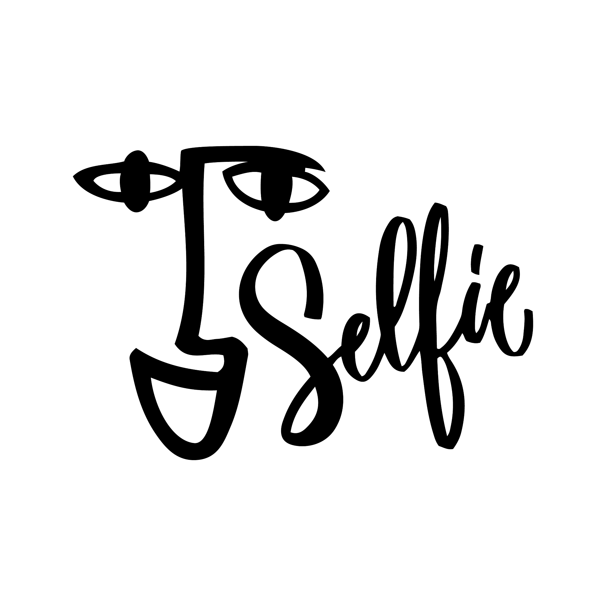 selfie hand lettering with modern portraite in one