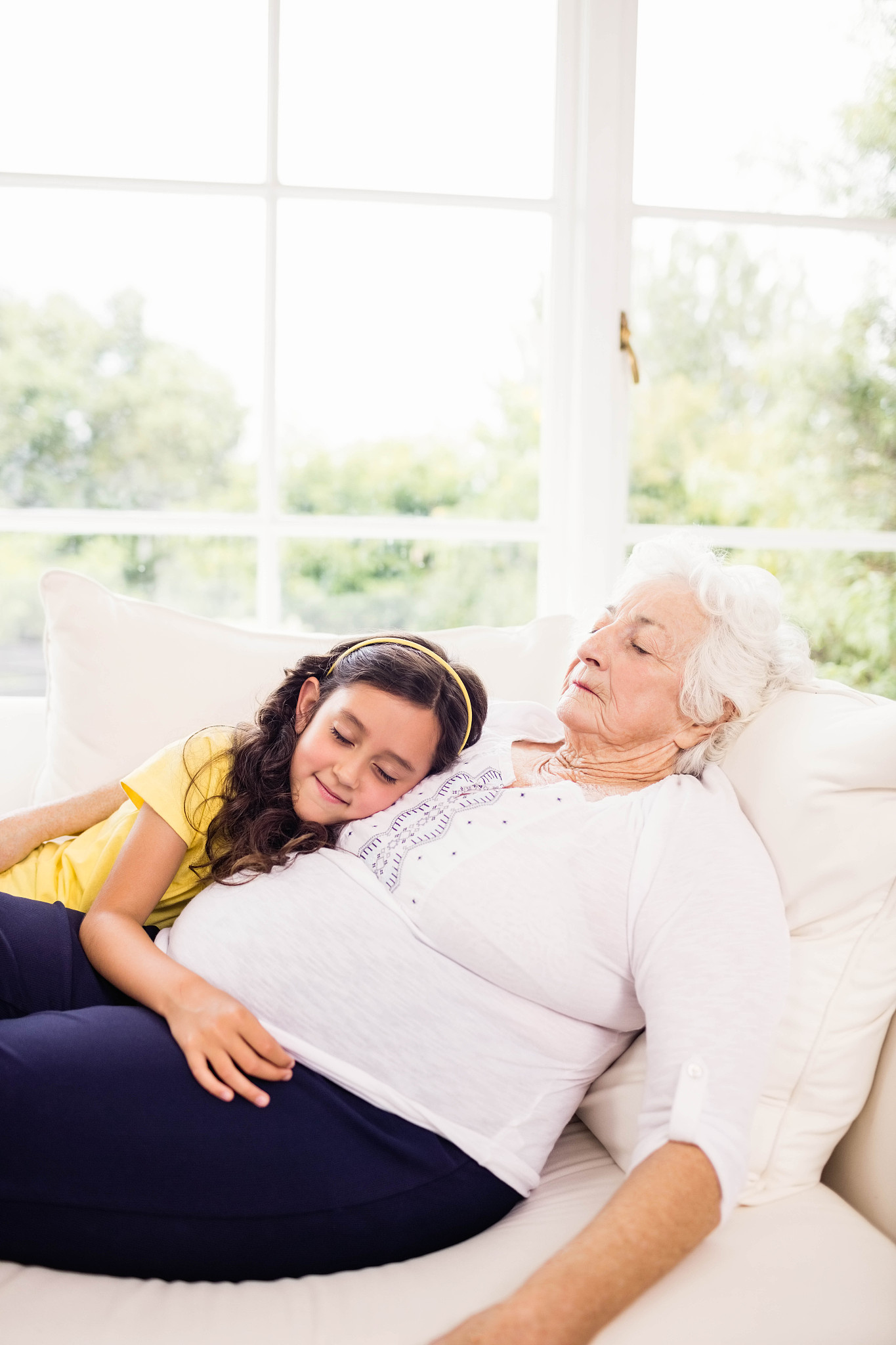 relaxed granddaughter and grandm