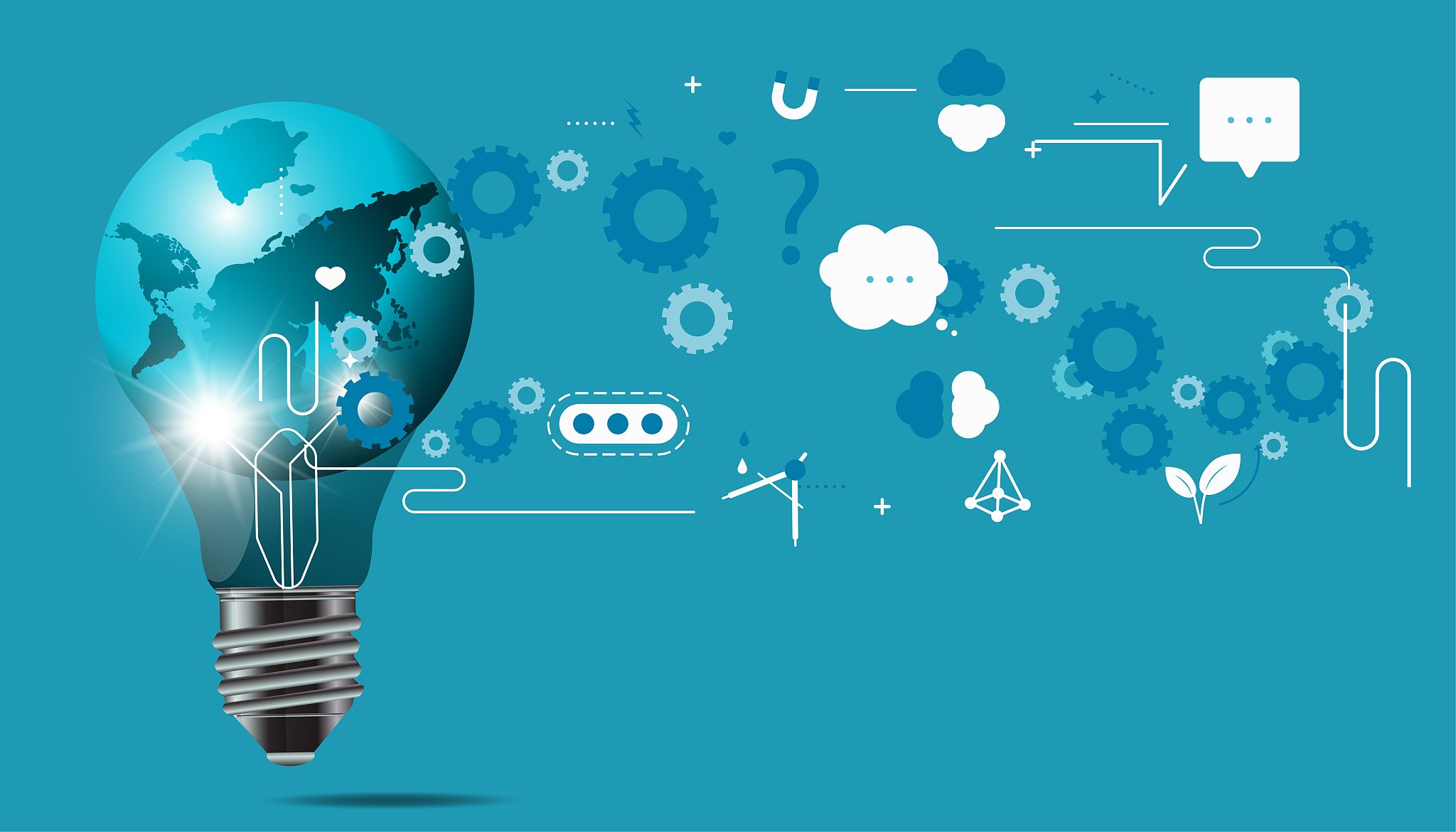 light bulbs world and icon - idea and concept vector illustratio