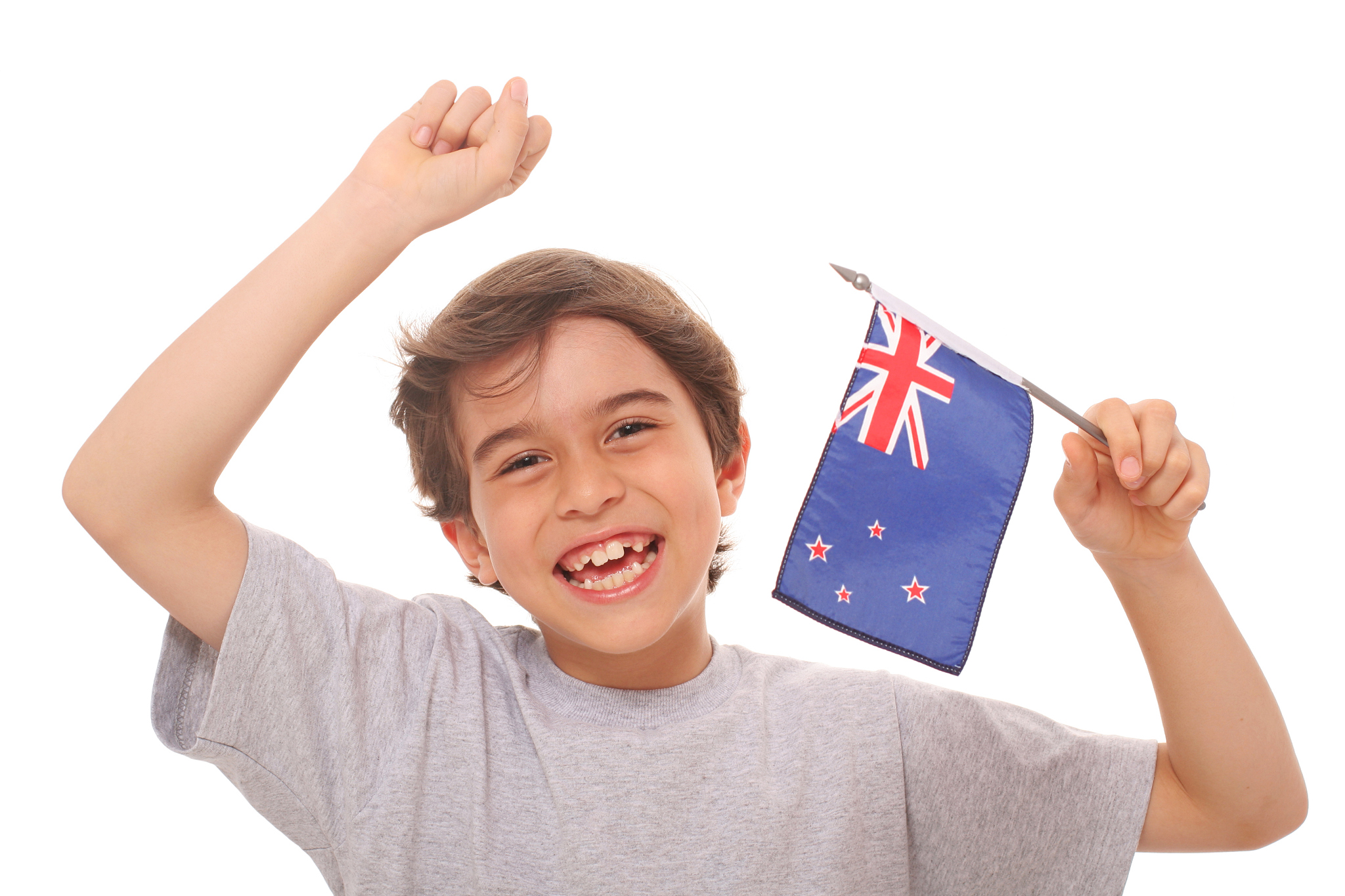kid with flag of new zealand