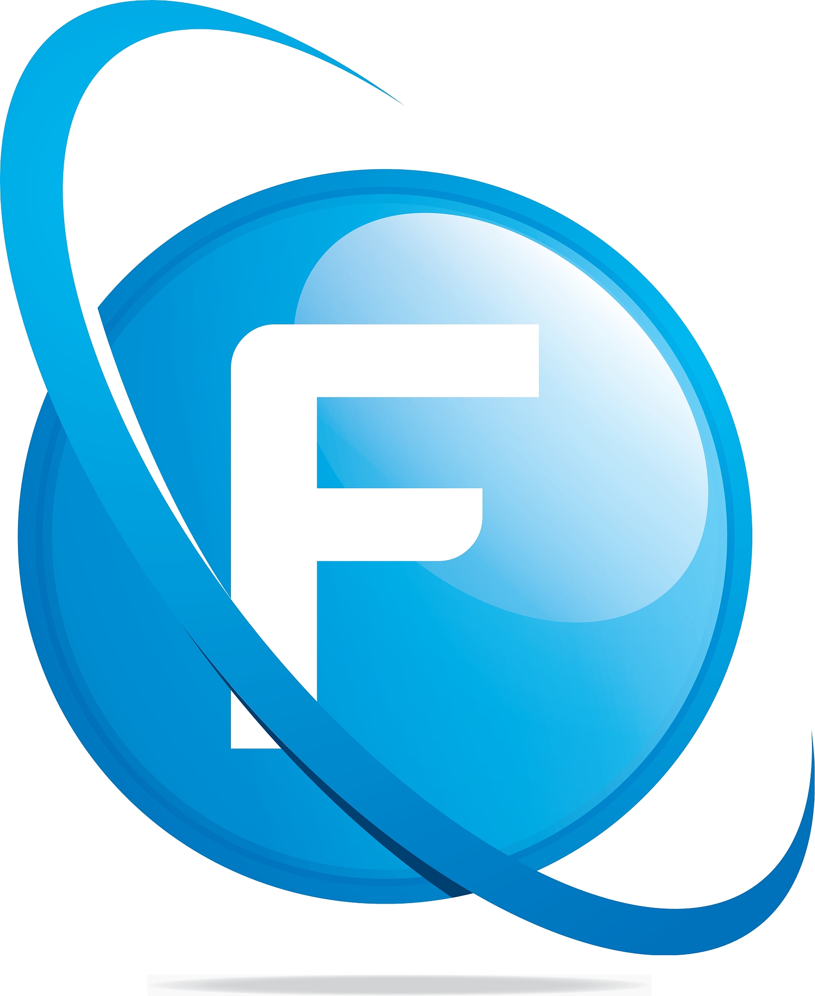 circle globe round letter f blue abstract