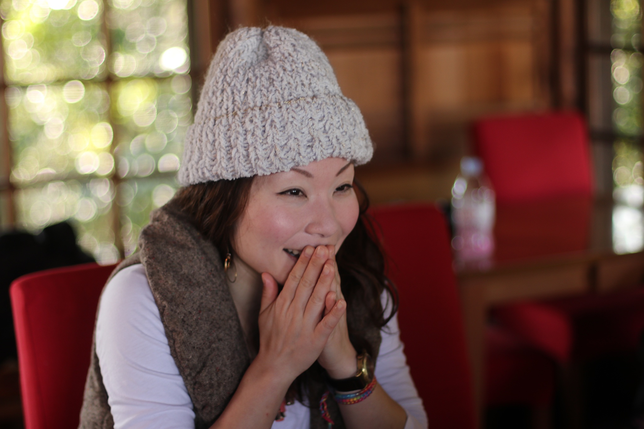 young woman enjoying in cafe