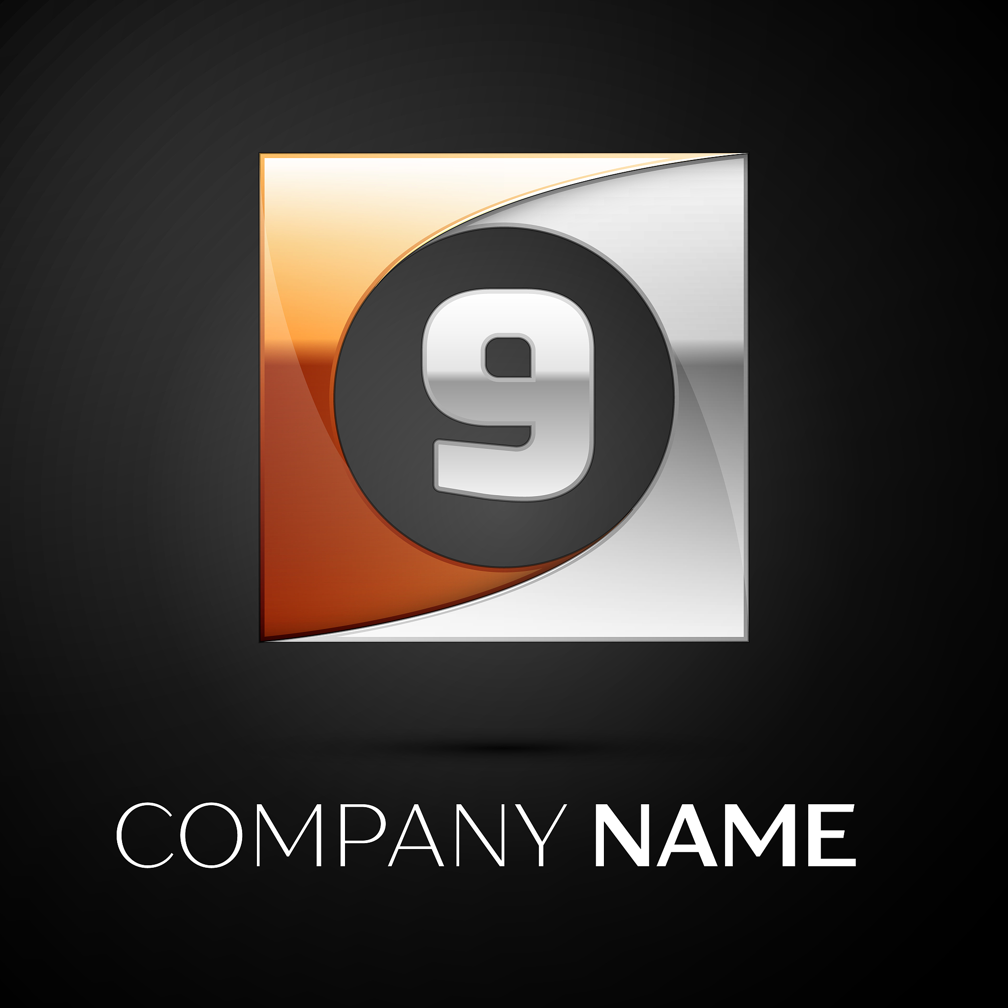 number nine logo symbol in the colorful square on