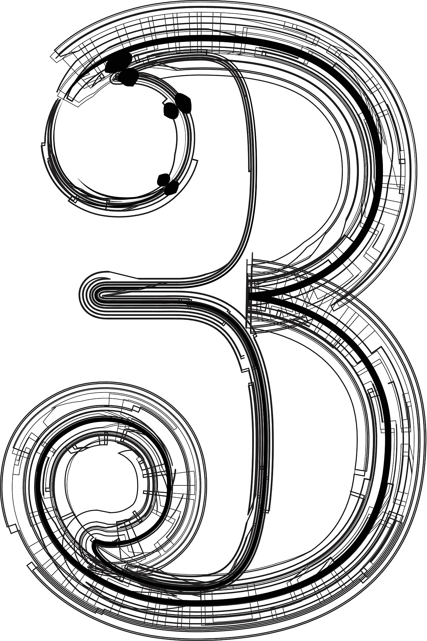 technological font. number 3