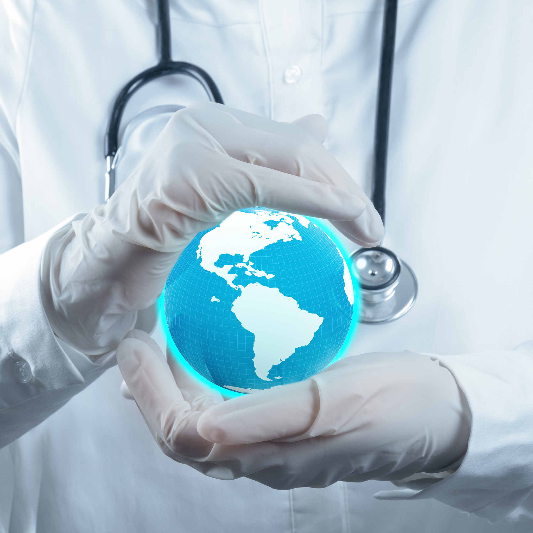 stethoscope in hand as medical concept
