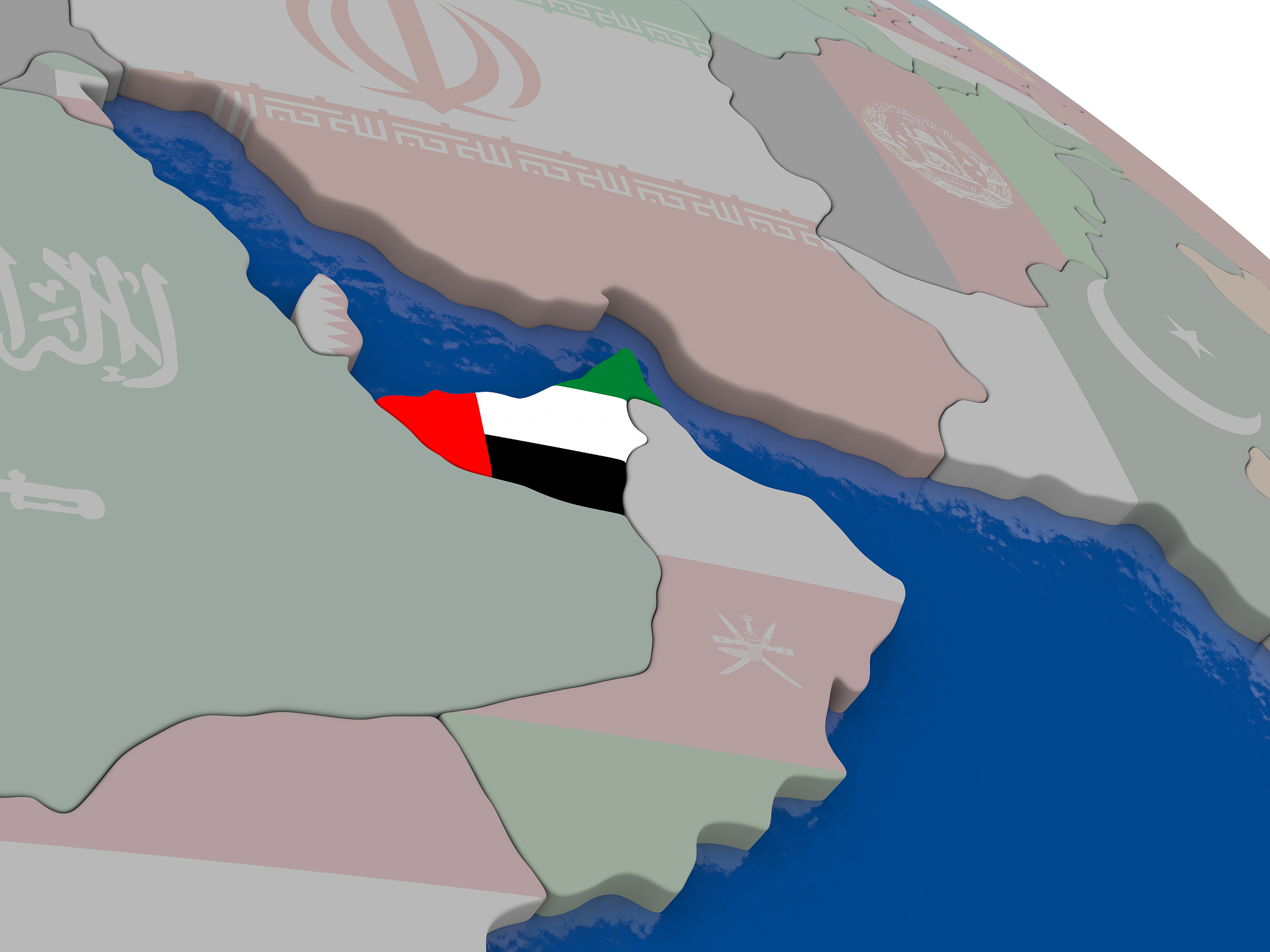 united arab emirates with flag