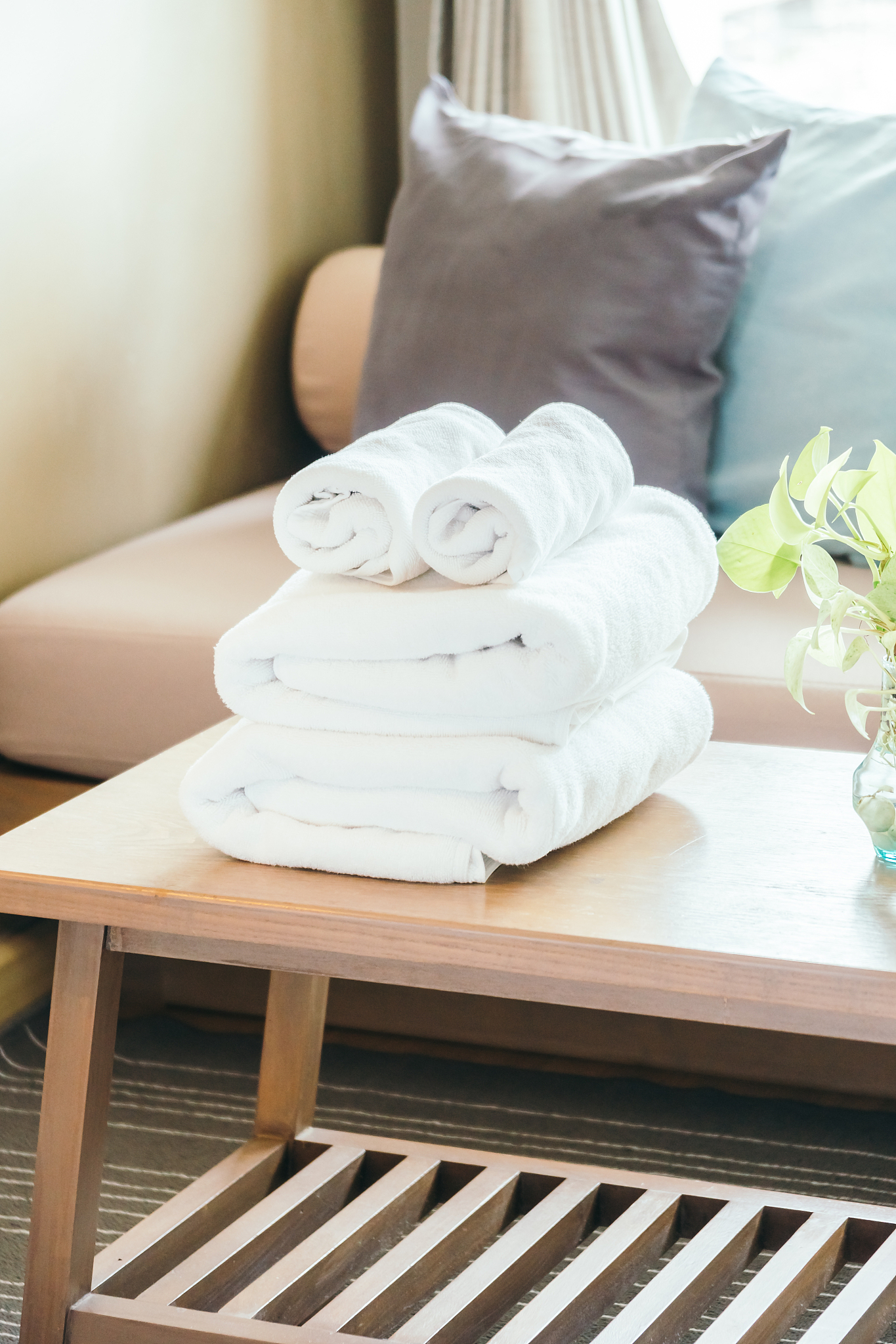 stack of towel on table