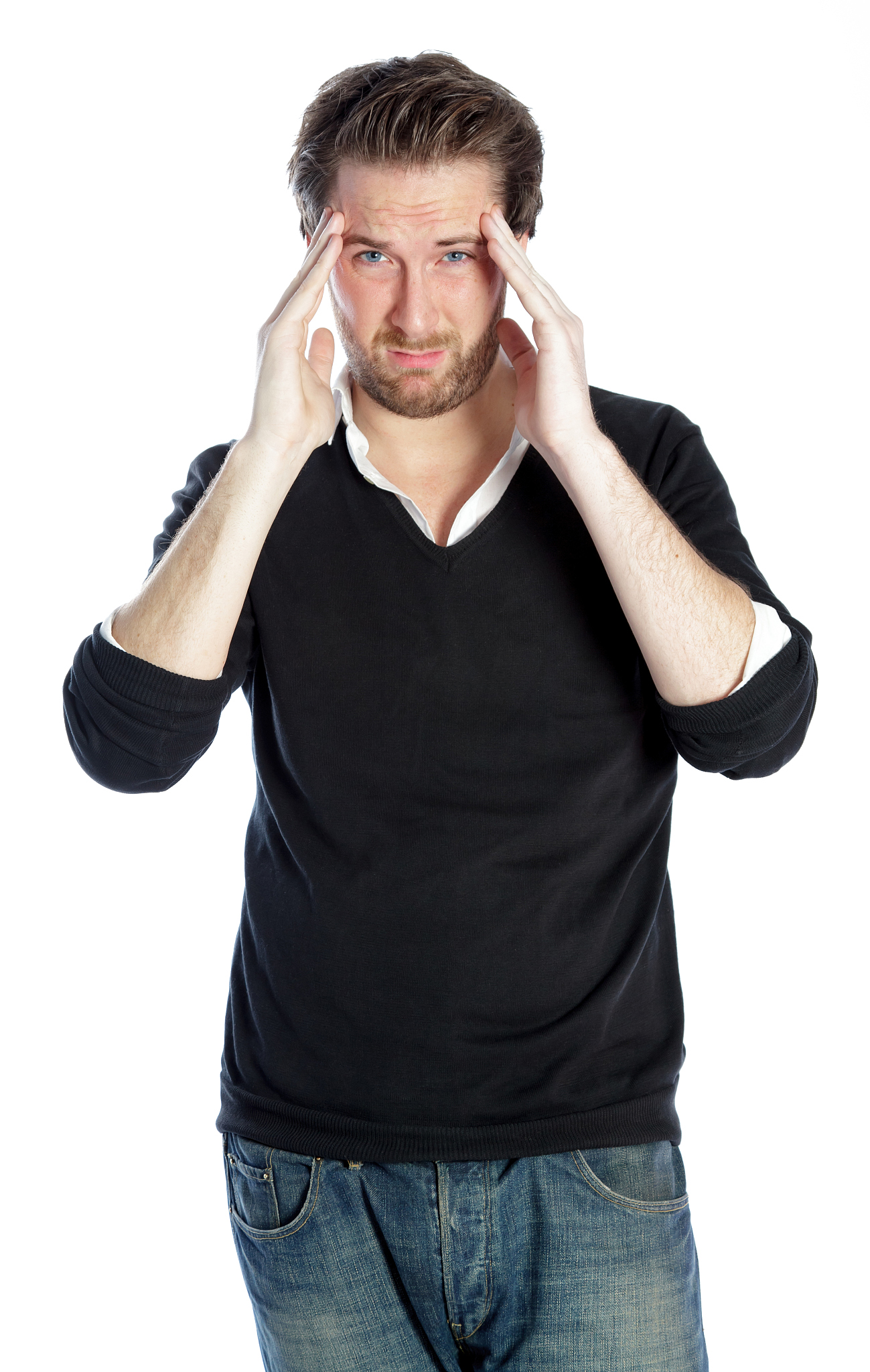 attractive man wearing casual clothes isolated on a white backgr