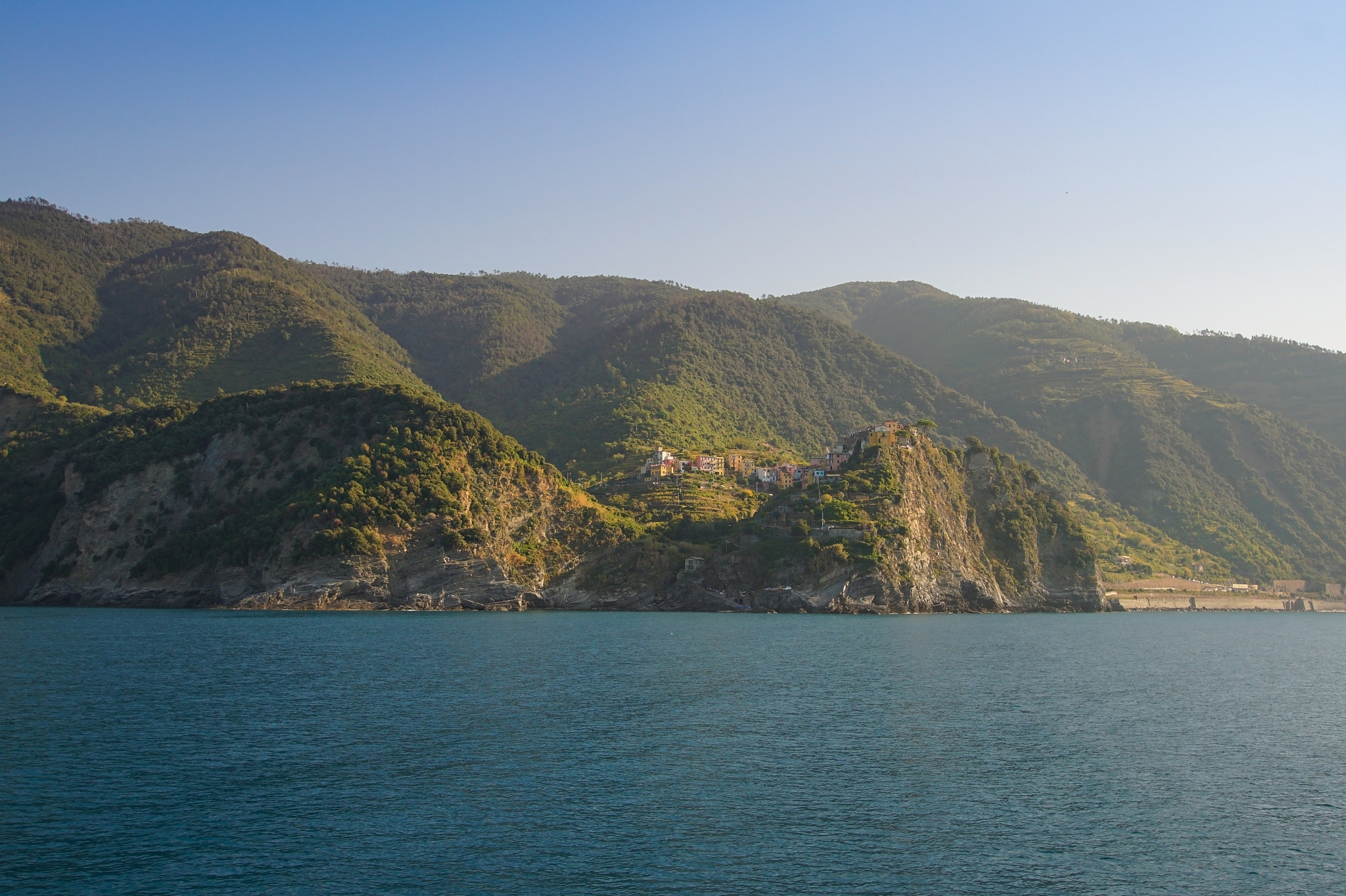 the village corniglia in italy seen from the sea