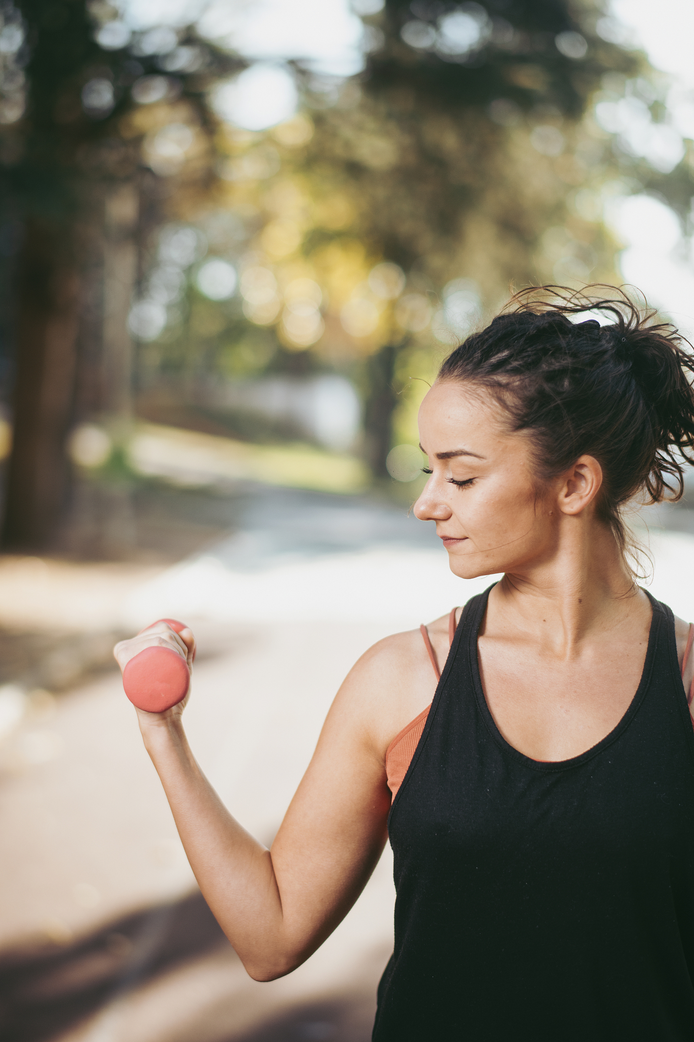 beautiful woman working out outdoors.