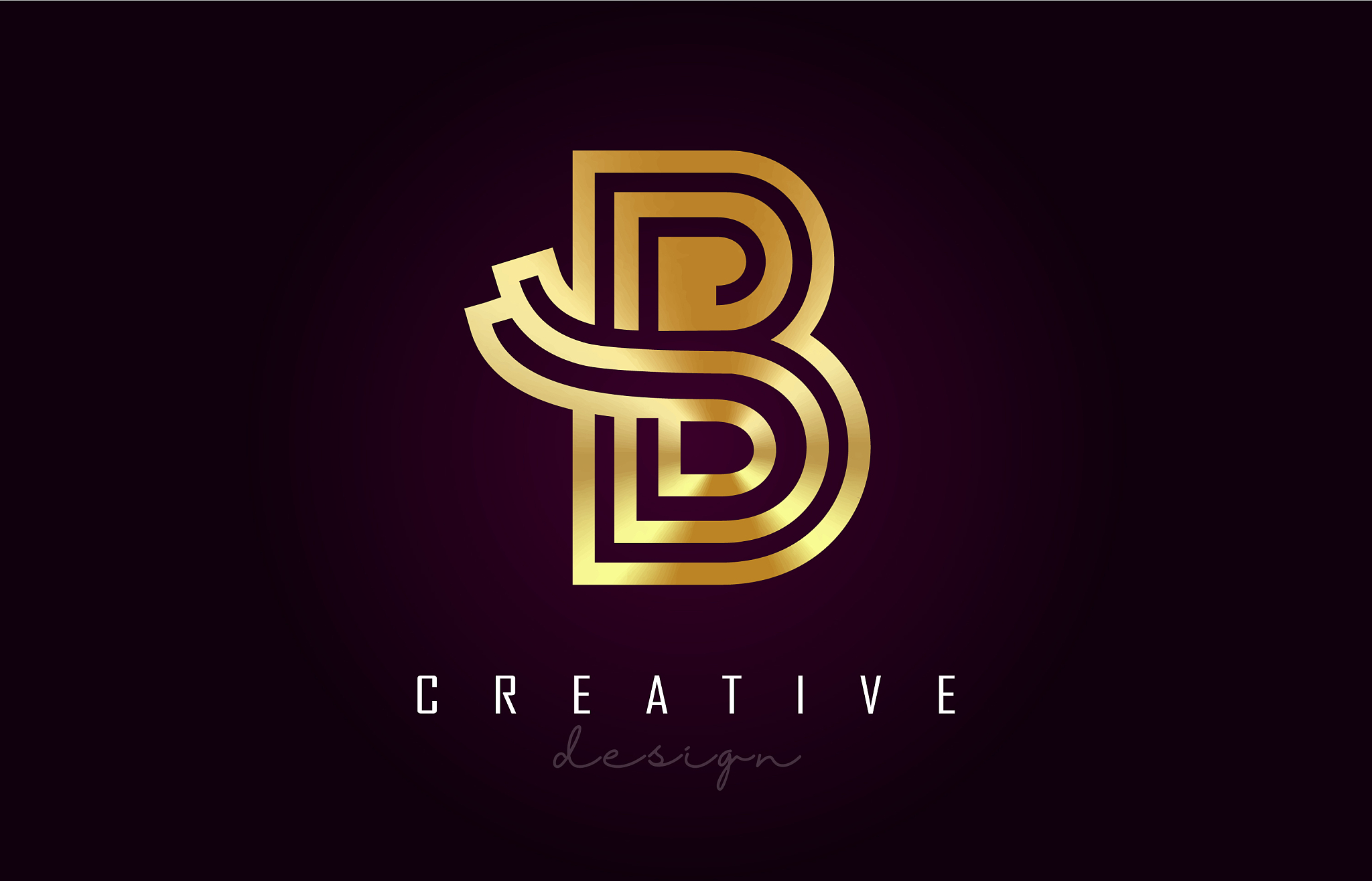 b golden letter logo monogram design creative b