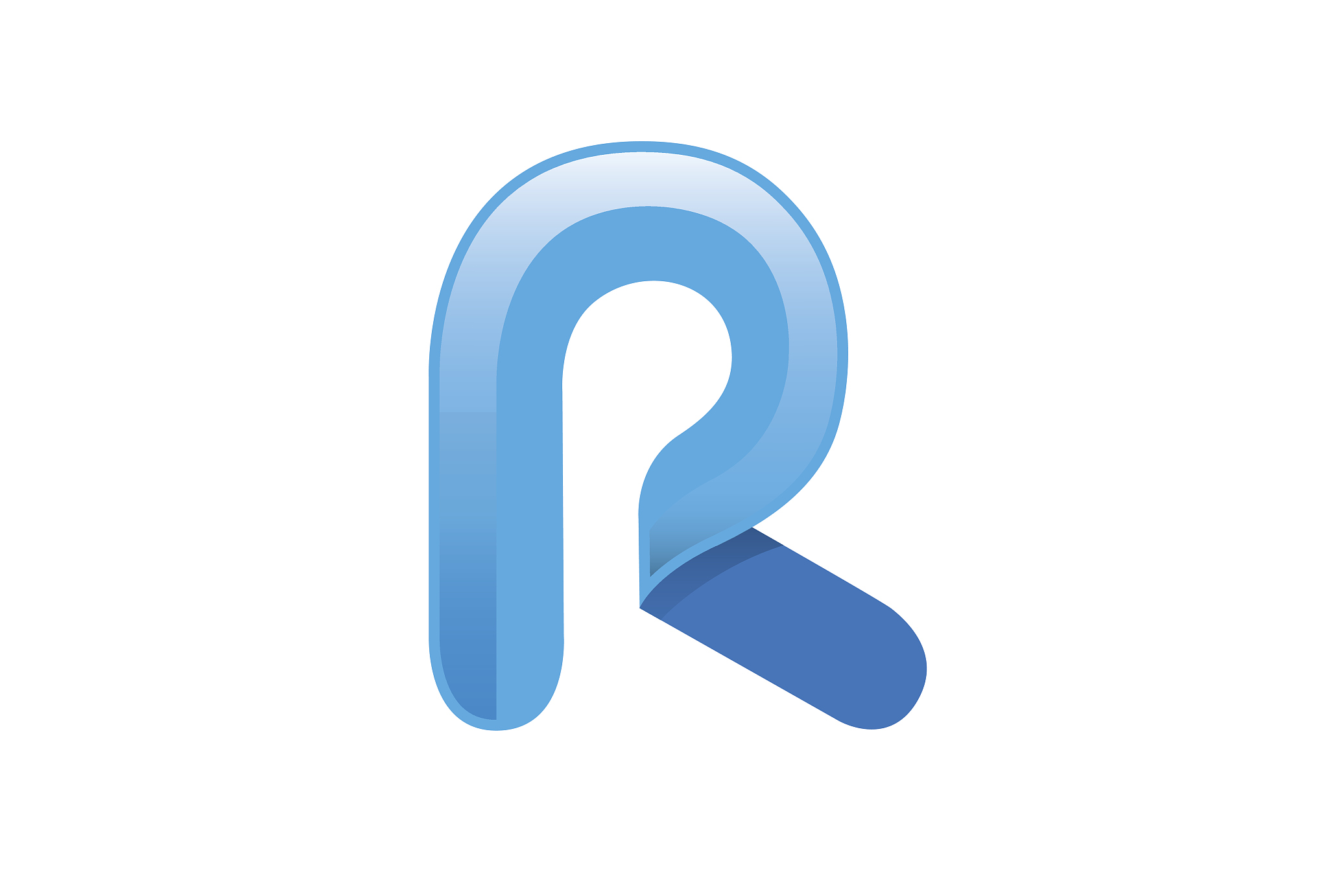 creative glossy blue letter r symbol design