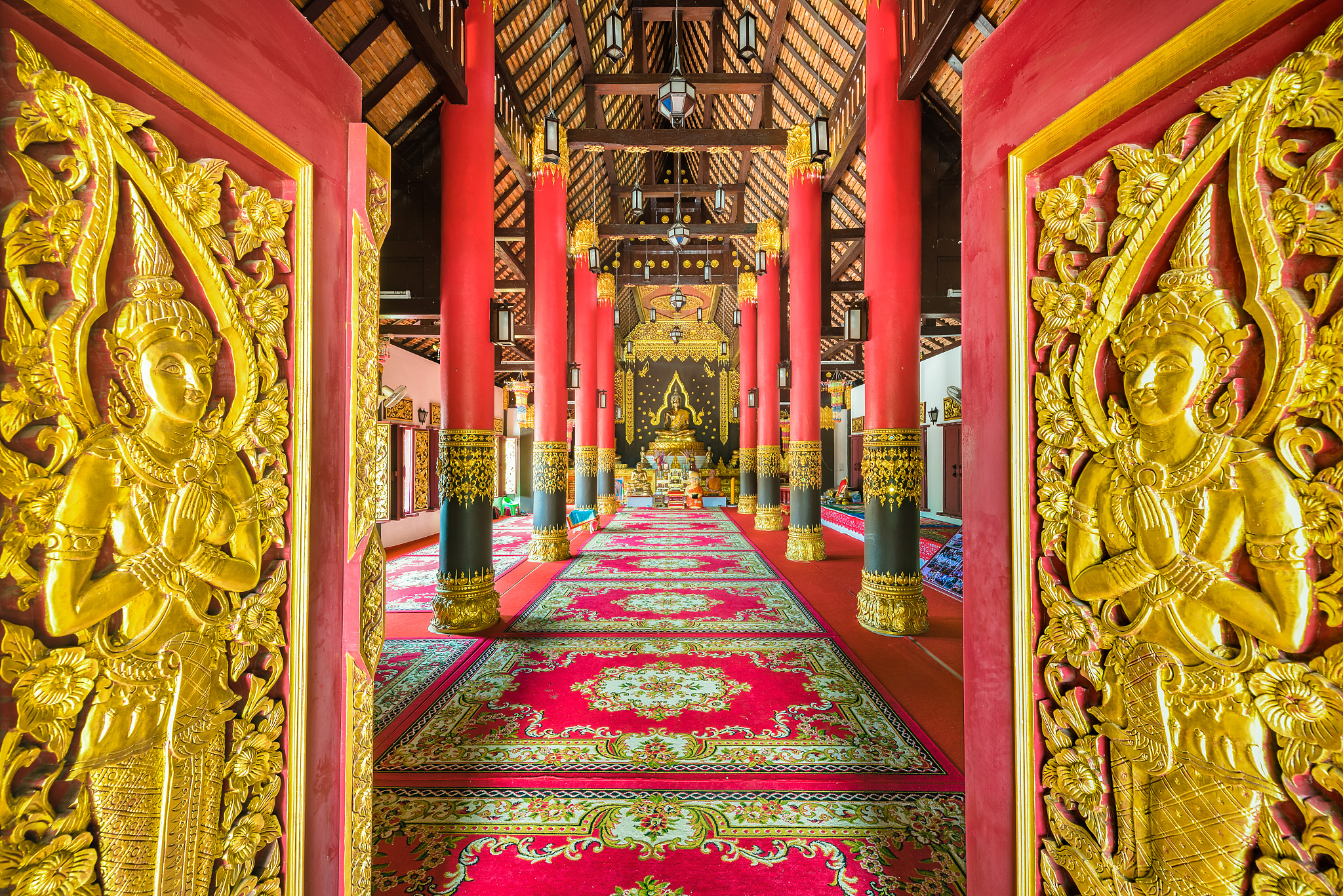 beautiful thai temple at wat nawong, nan province, thailand