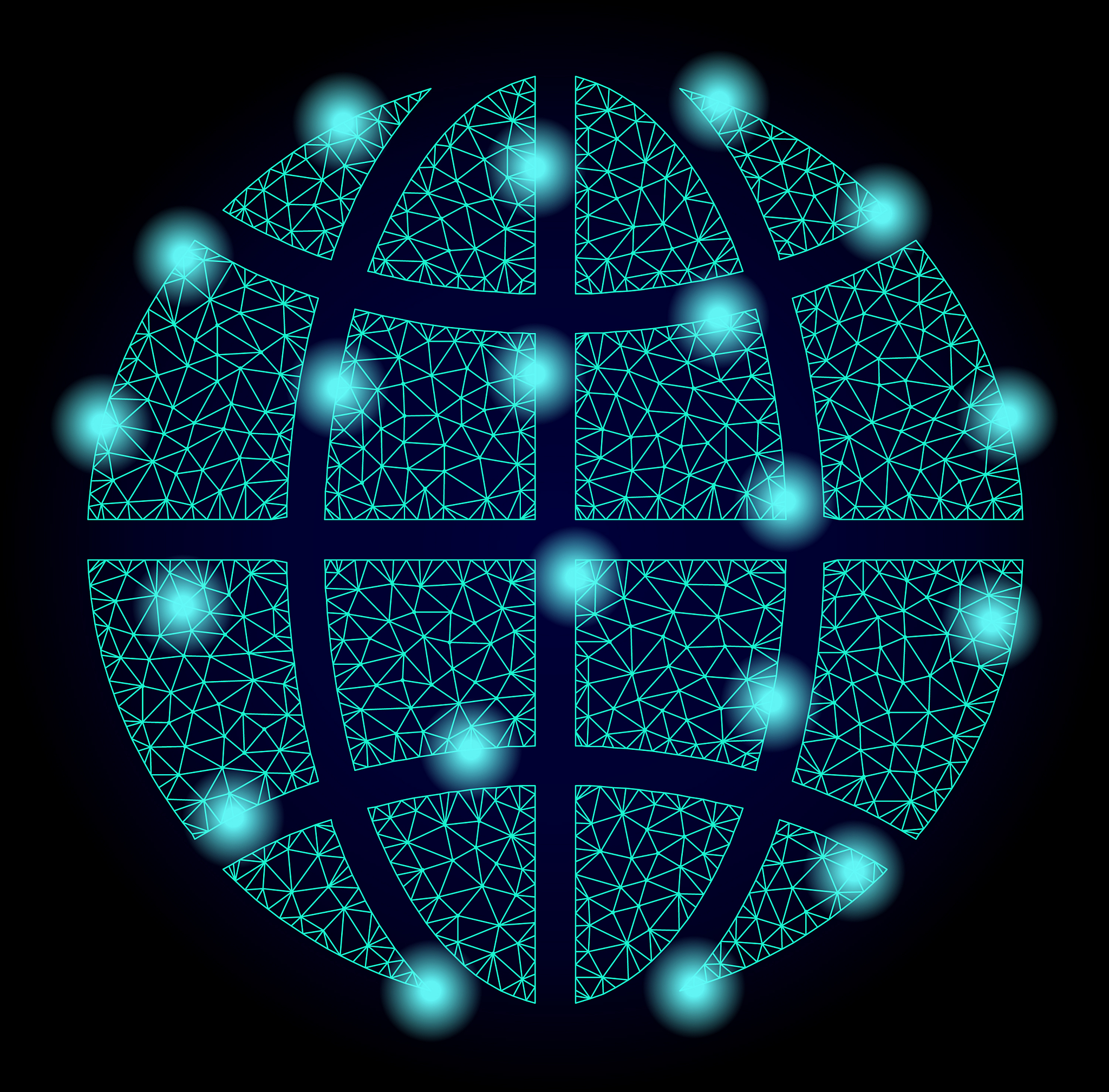 polygonal network mesh globe with light spots