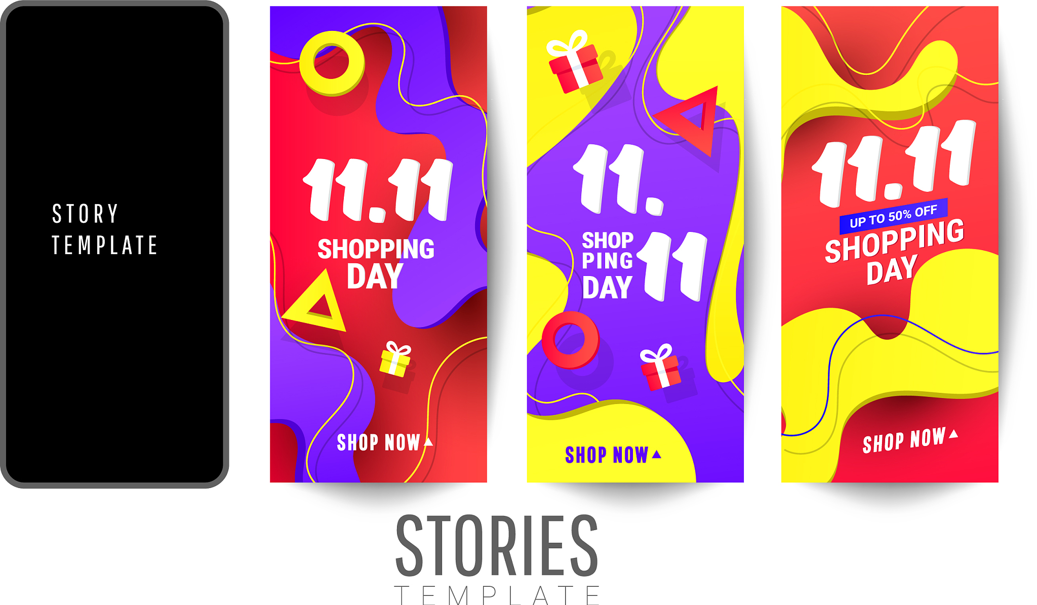 shopping stories sale banner with plastic liquid