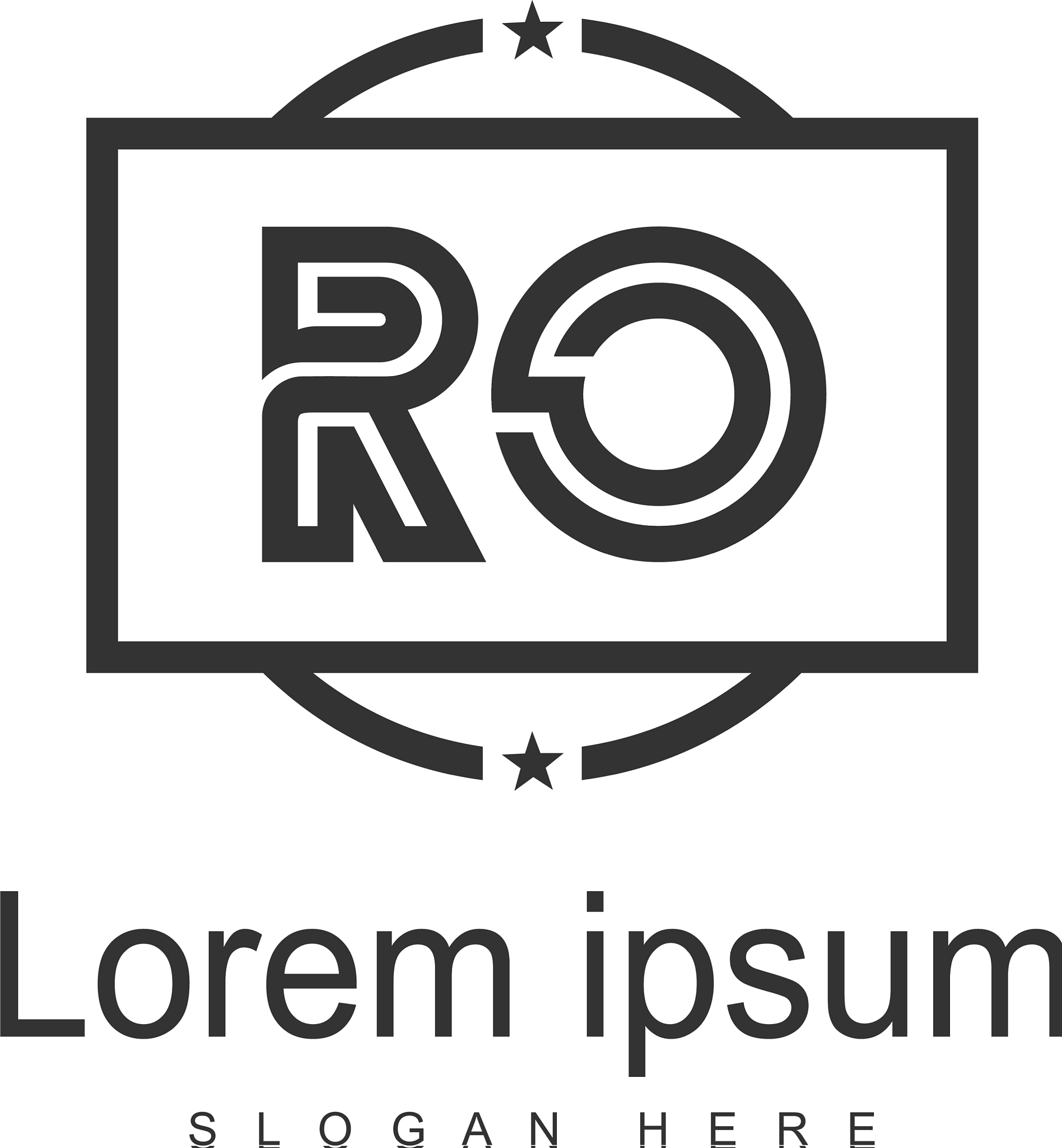 initial ro logo template with modern frame