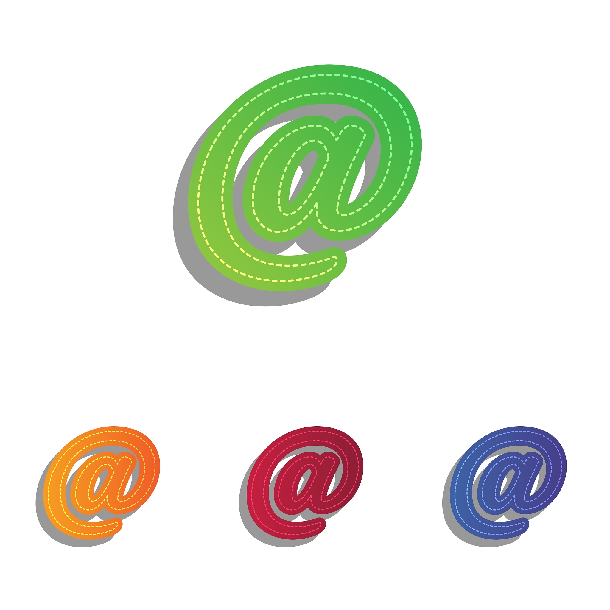 mail sign colorfull applique icons